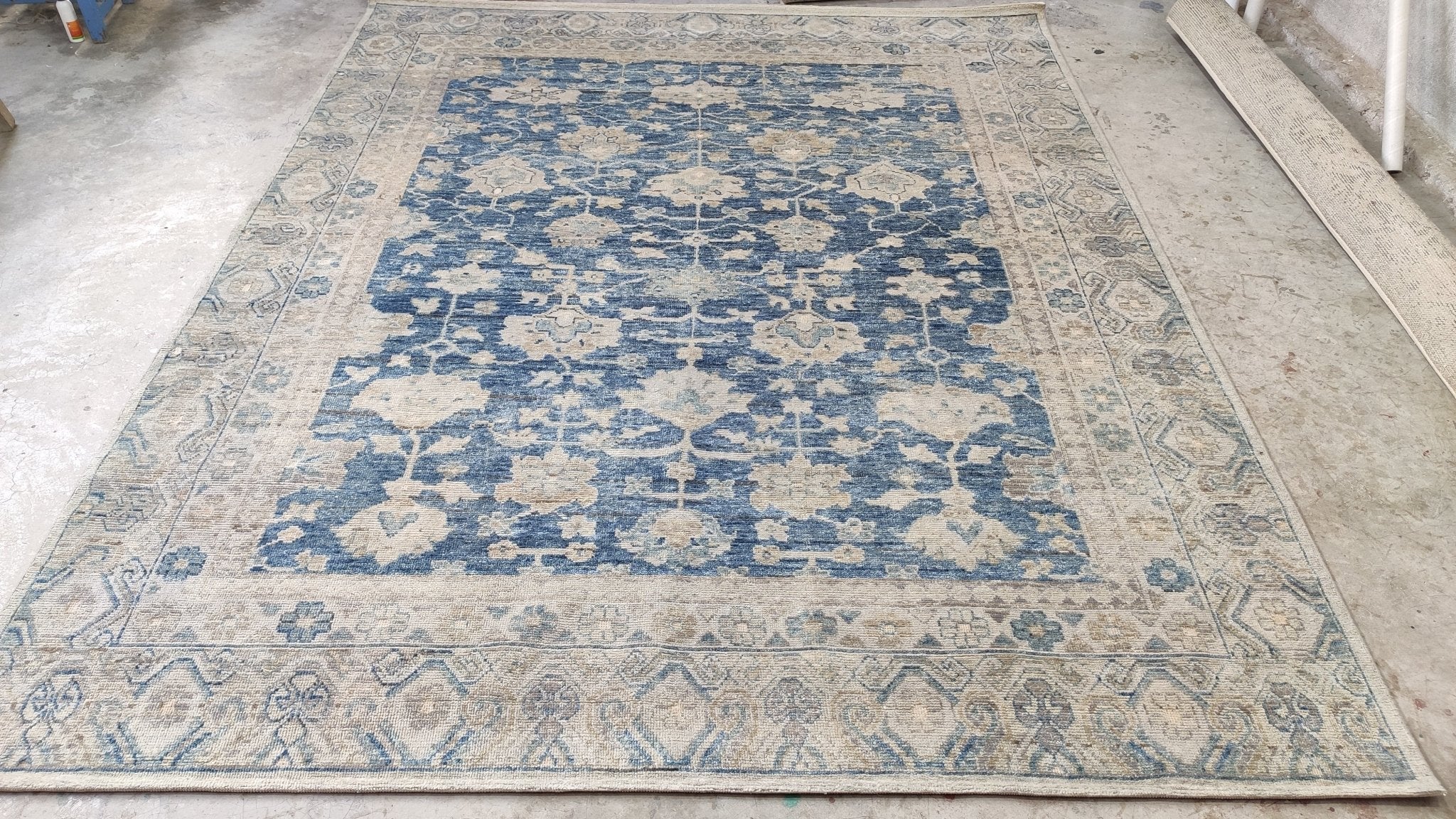 Jenna Jackson 8x10 Hand-Knotted Blue Oushak Rug | Banana Manor Rug Company