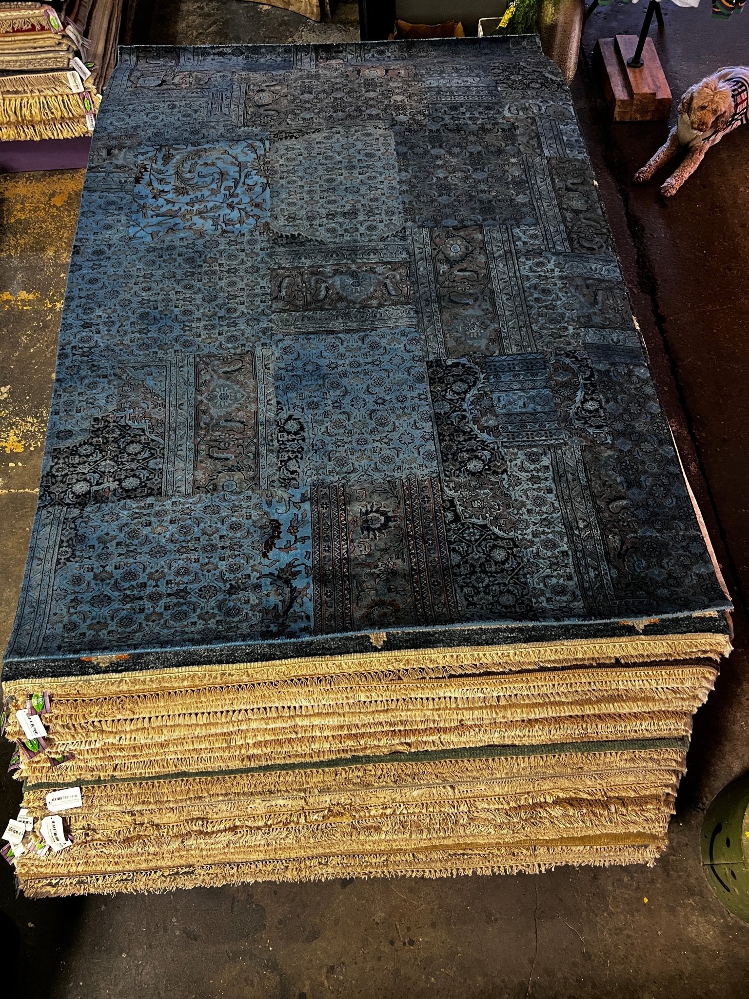 Jennifer Anniston 6x9 Hand-Knotted Blue Patch Weave | Banana Manor Rug Factory Outlet