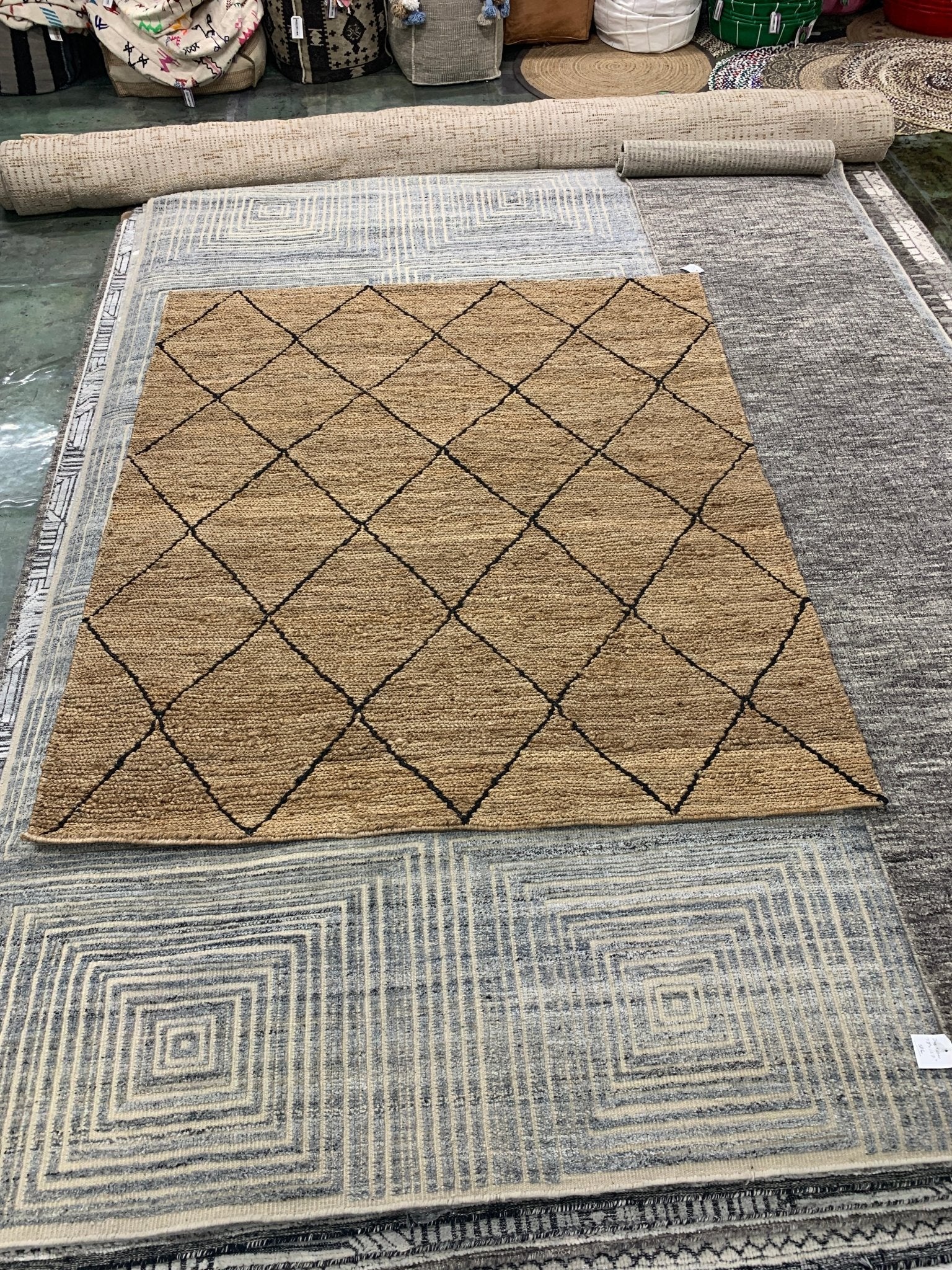 Jennifer Courtney Harlequin 'J 058' Handwoven Jute Rug-Available "Made to Order" | Banana Manor Rug Company