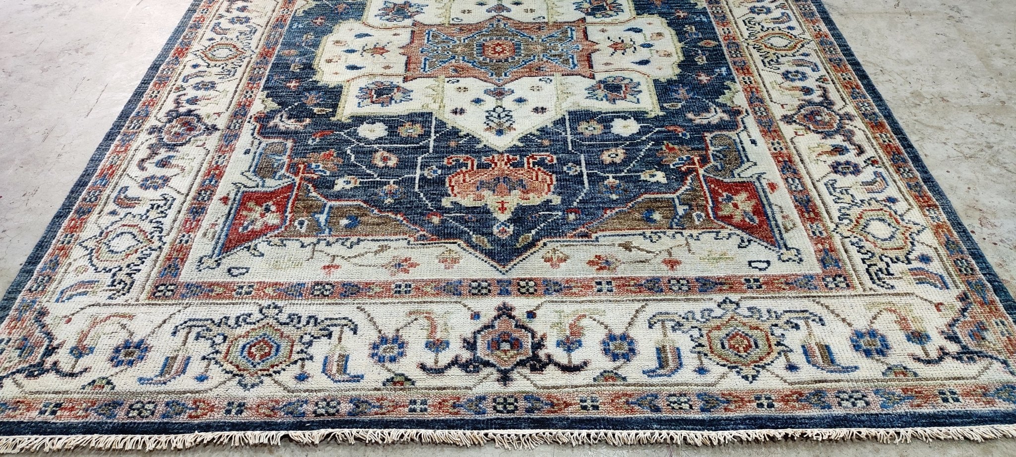 Jennifer Garner Blue and Ivory Hand-Knotted Oriental Rug 8x10 | Banana Manor Rug Company