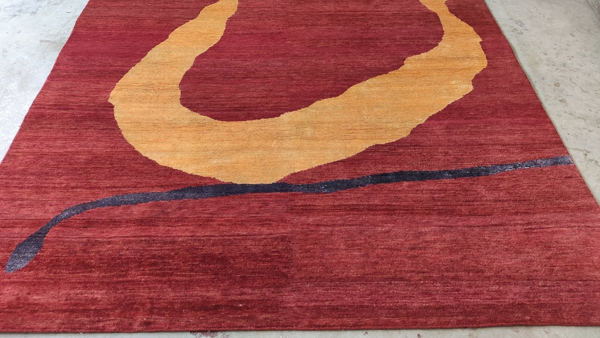 Jennifer Lopez 6.9x9.9 Red and Gold Hand-Knotted Tibetan Rug | Banana Manor Rug Company