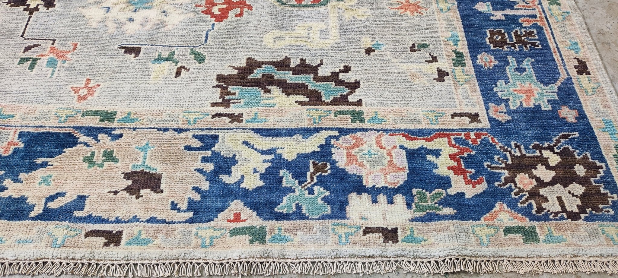 Jess Bowen 12x15 Hand Knotted Grey & Blue Oushak | Banana Manor Rug Factory Outlet