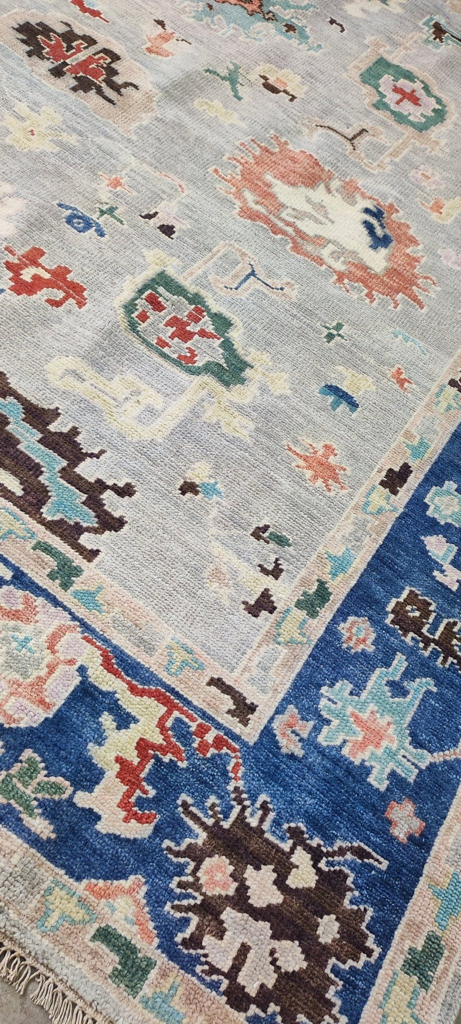 Jess Bowen 12x15 Hand Knotted Grey & Blue Oushak | Banana Manor Rug Factory Outlet