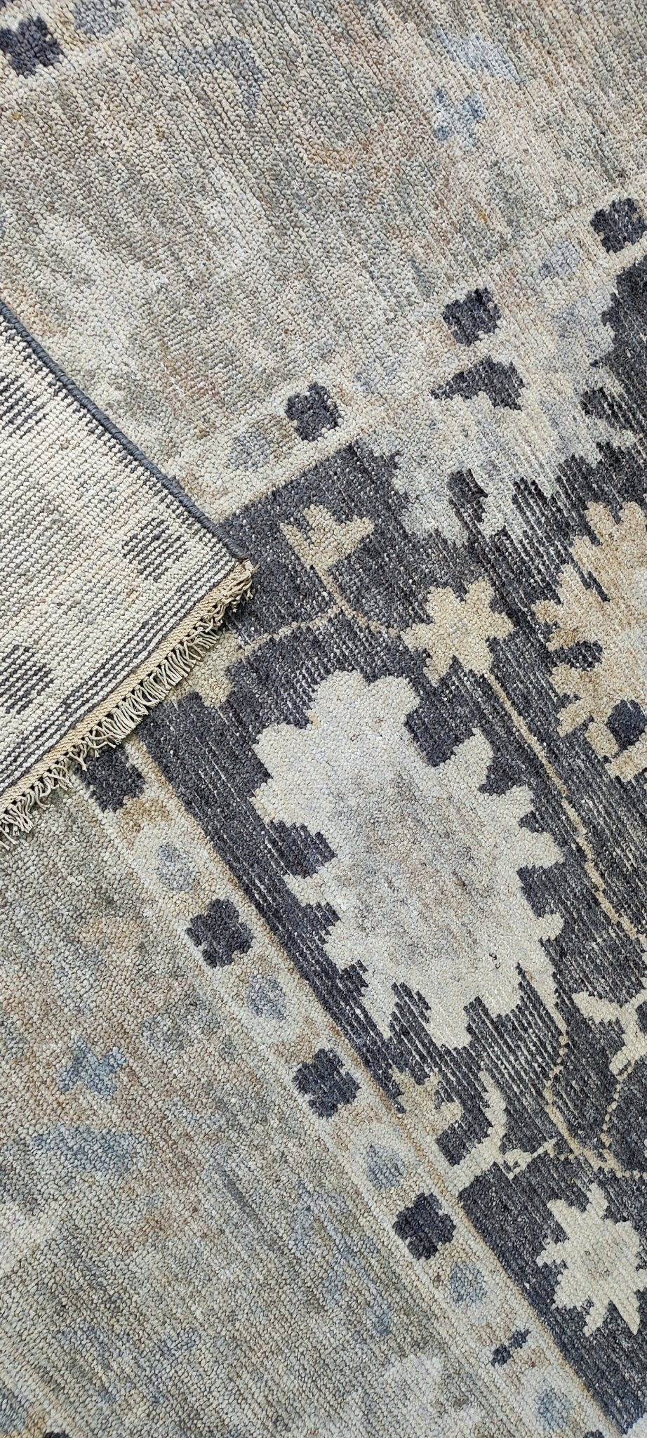 Jessabelle Thunder 7.9x9.9 Hand Knotted Brown & Tan Oushak | Banana Manor Rug Factory Outlet