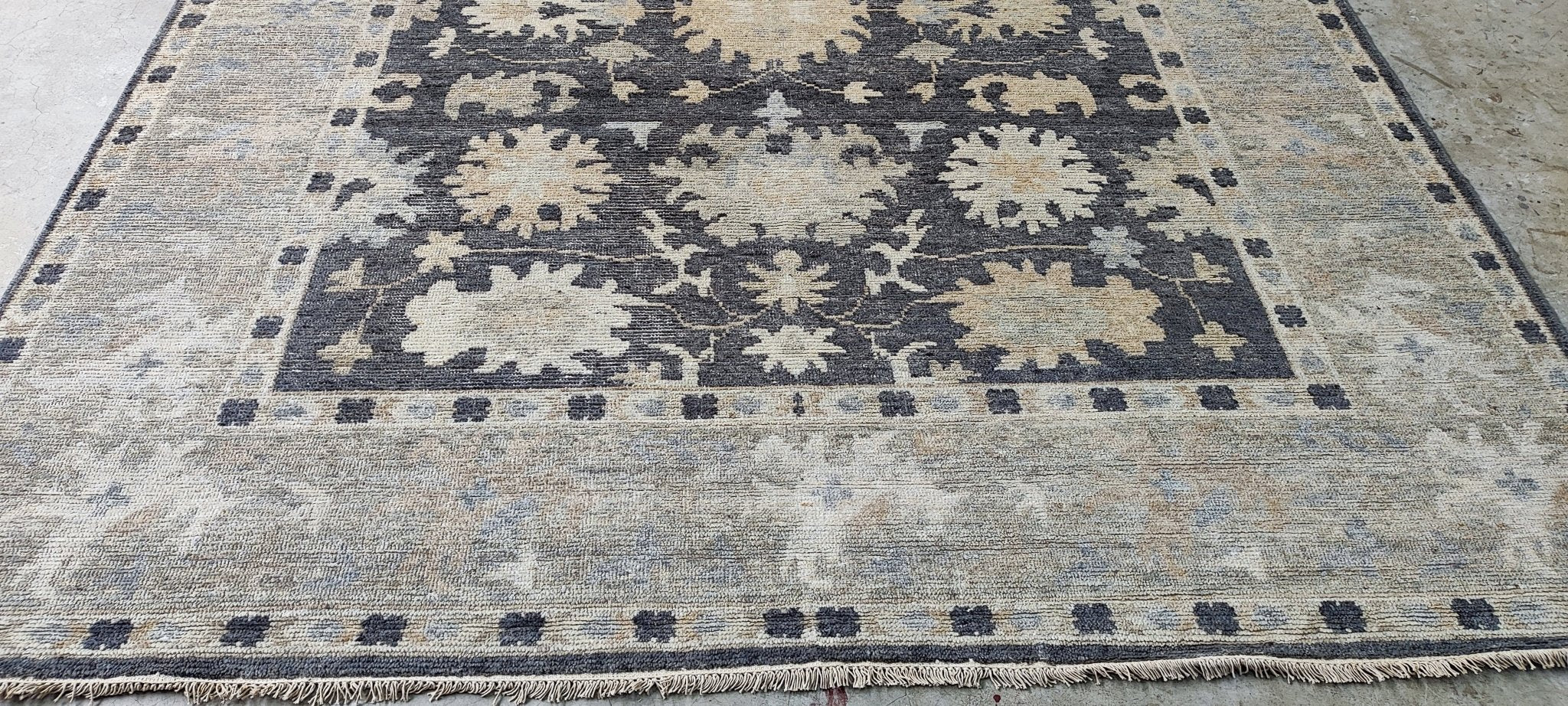 Jessabelle Thunder 7.9x9.9 Hand Knotted Brown & Tan Oushak | Banana Manor Rug Factory Outlet