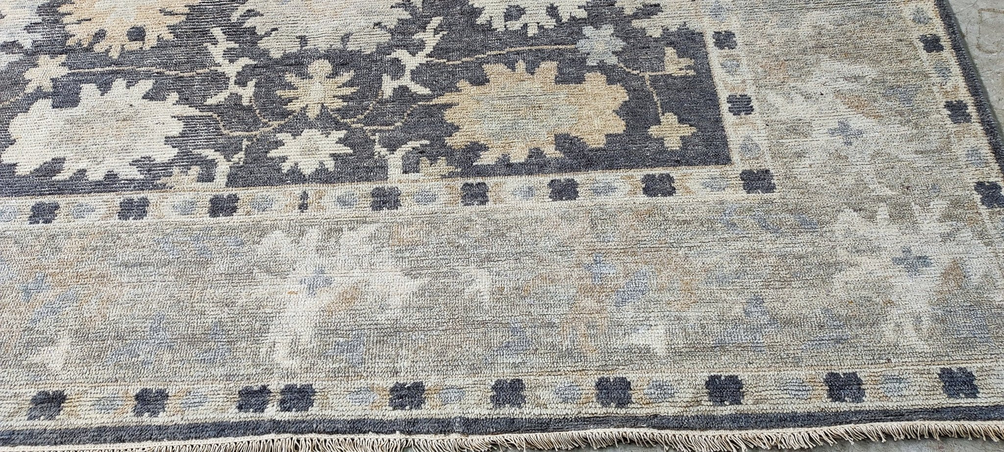 Jessabelle Thunder 7.9x9.9 Hand Knotted Brown & Tan Oushak | Banana Manor Rug Factory Outlet