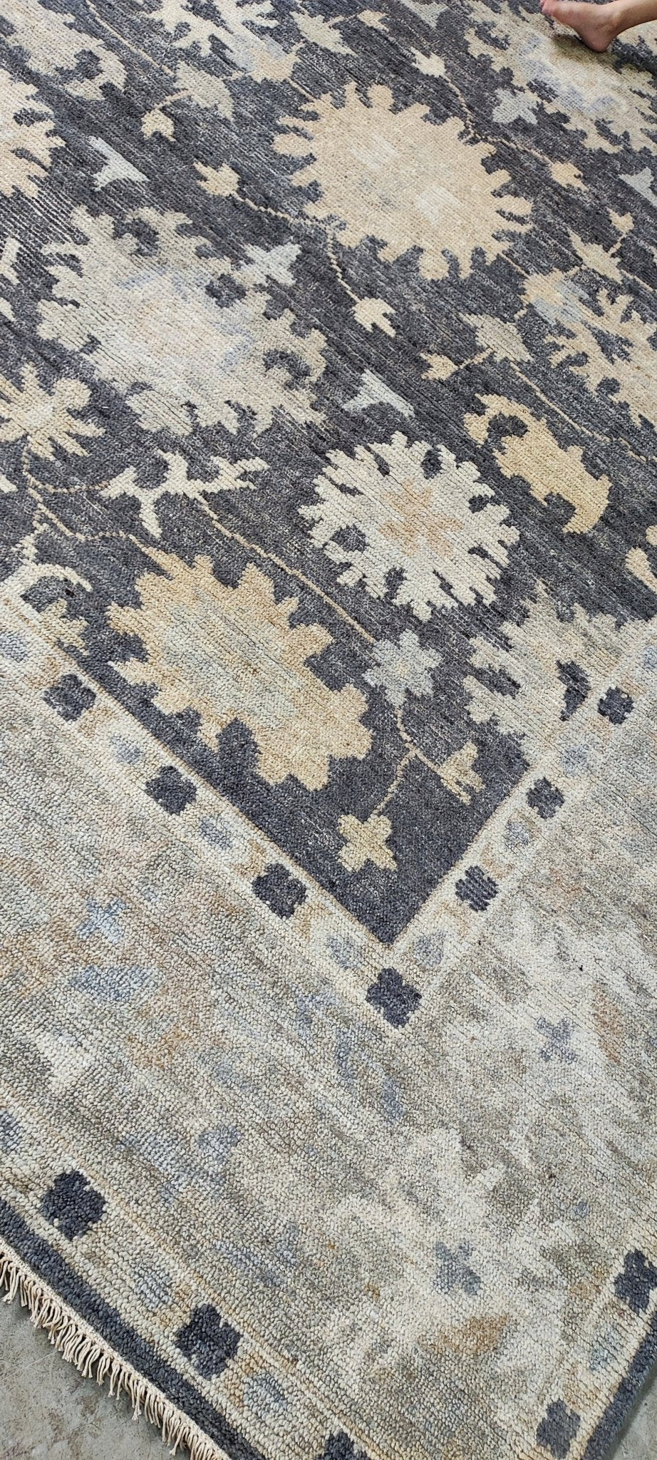 Jessabelle Thunder 7.9x9.9 Hand Knotted Brown & Tan Oushak | Banana Manor Rug Factory Outlet