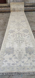 Jessica Marais Hand-Knotted Oushak Runner Ivory and Grey 2.6x12.3 | Banana Manor Rug Company