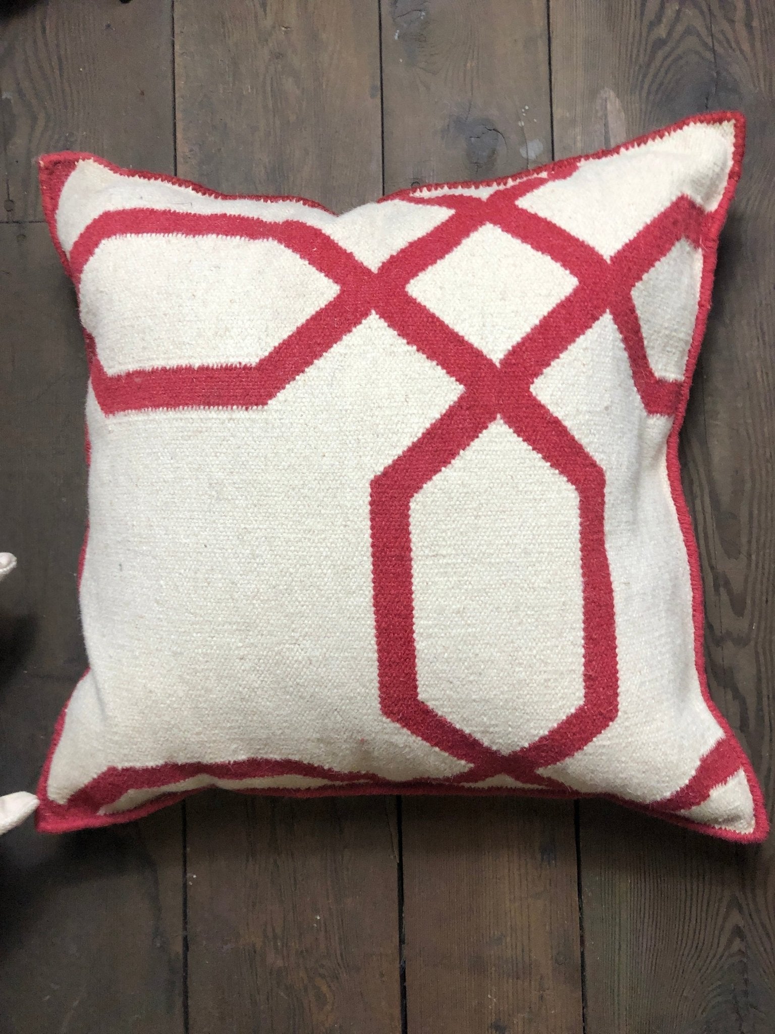 Jessie Spano Large Red and White Abstract Pillow | Banana Manor Rug Company