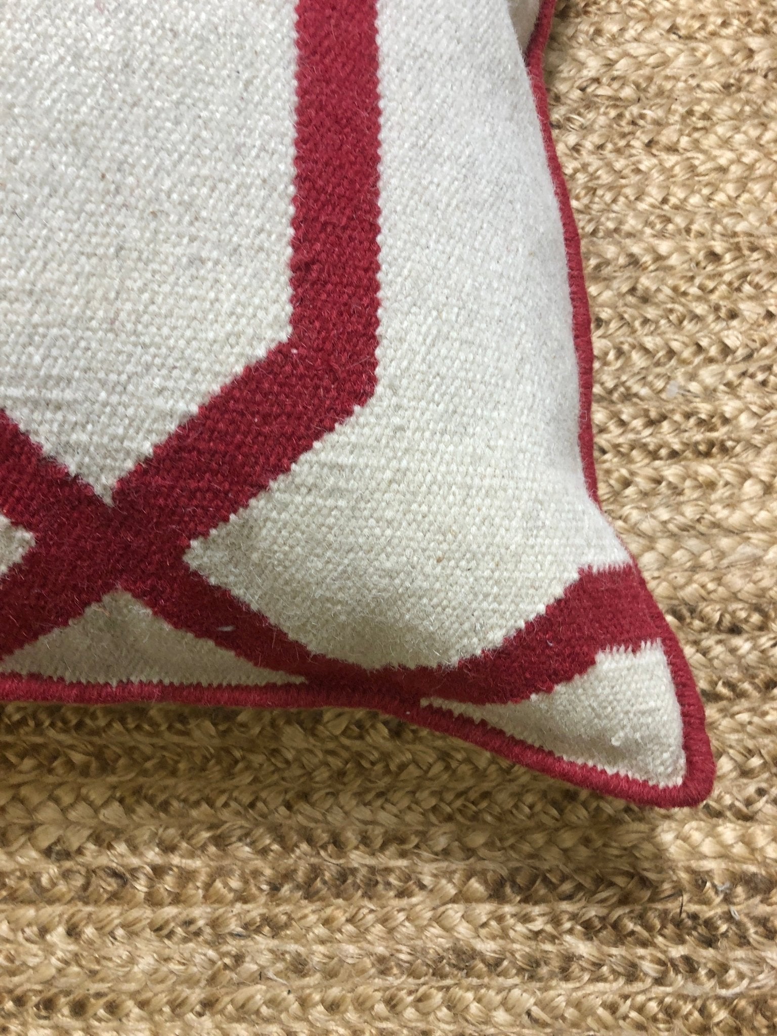 Jessie Spano Large Red and White Abstract Pillow | Banana Manor Rug Company