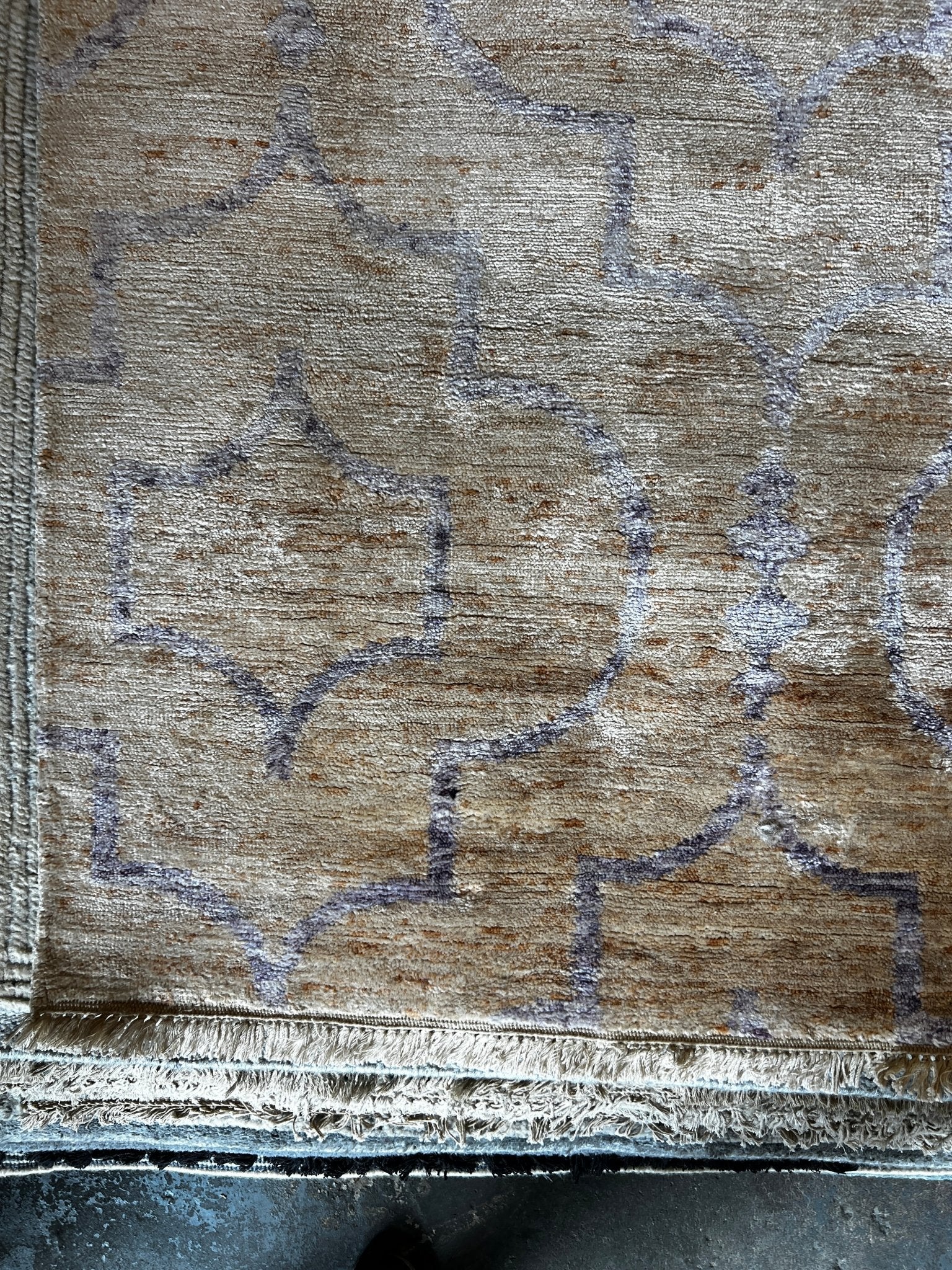 Jimmy Slyde Hand-Knotted Modern Rug Bamboo Gold and Blue Floral 9.9x13.9 | Banana Manor Rug Company