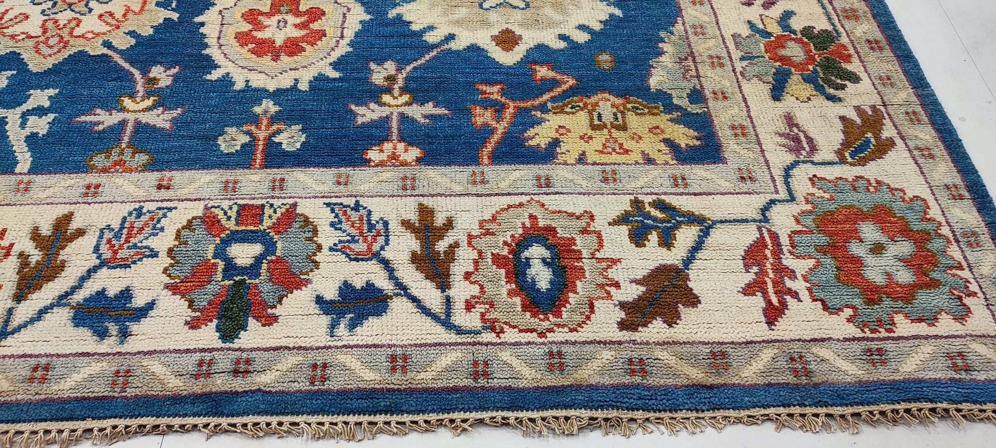 Joan Van Ark 8.9x12 Hand-Knotted Blue & Ivory Oushak | Banana Manor Rug Factory Outlet