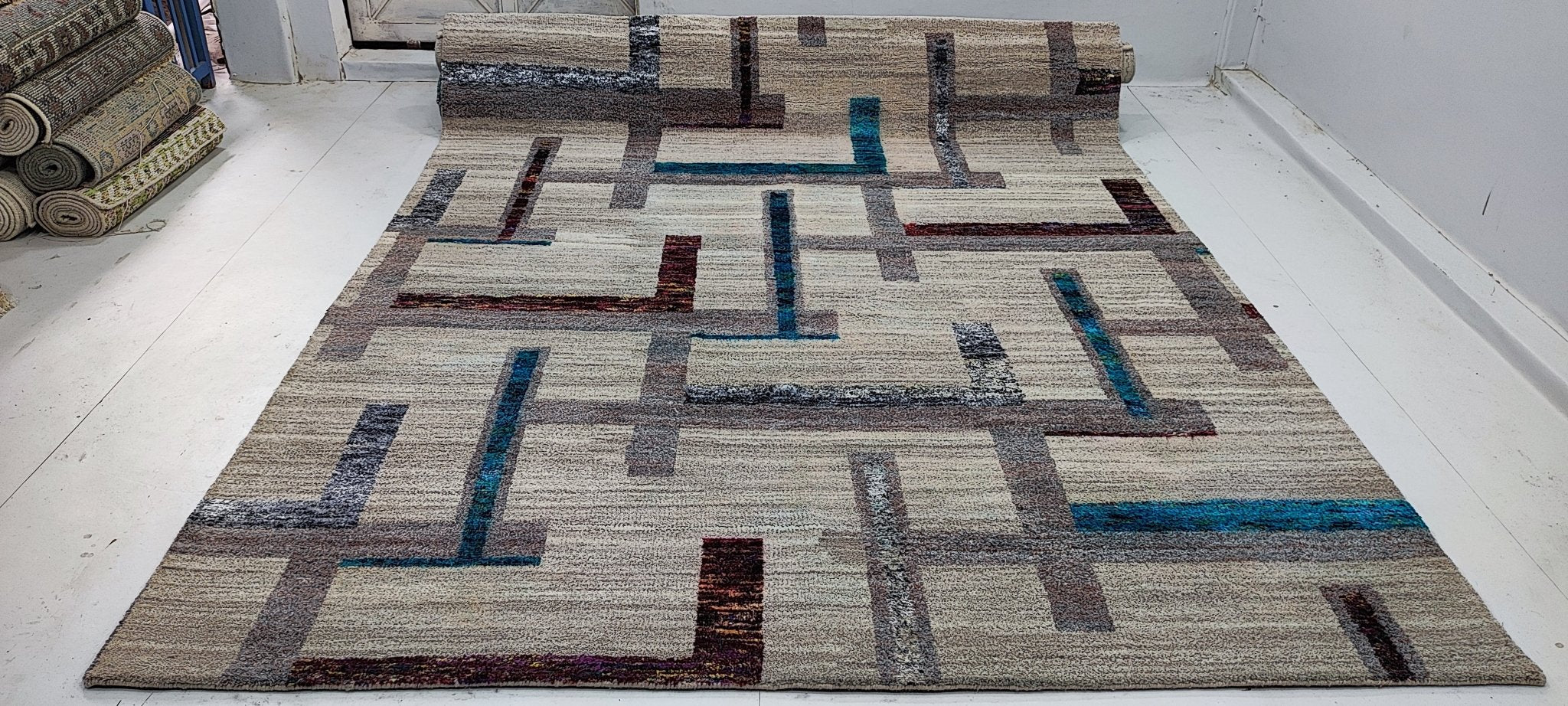 Joey Johnson 8x10 Hand-Knotted Natural Beige Modern | Banana Manor Rug Factory Outlet