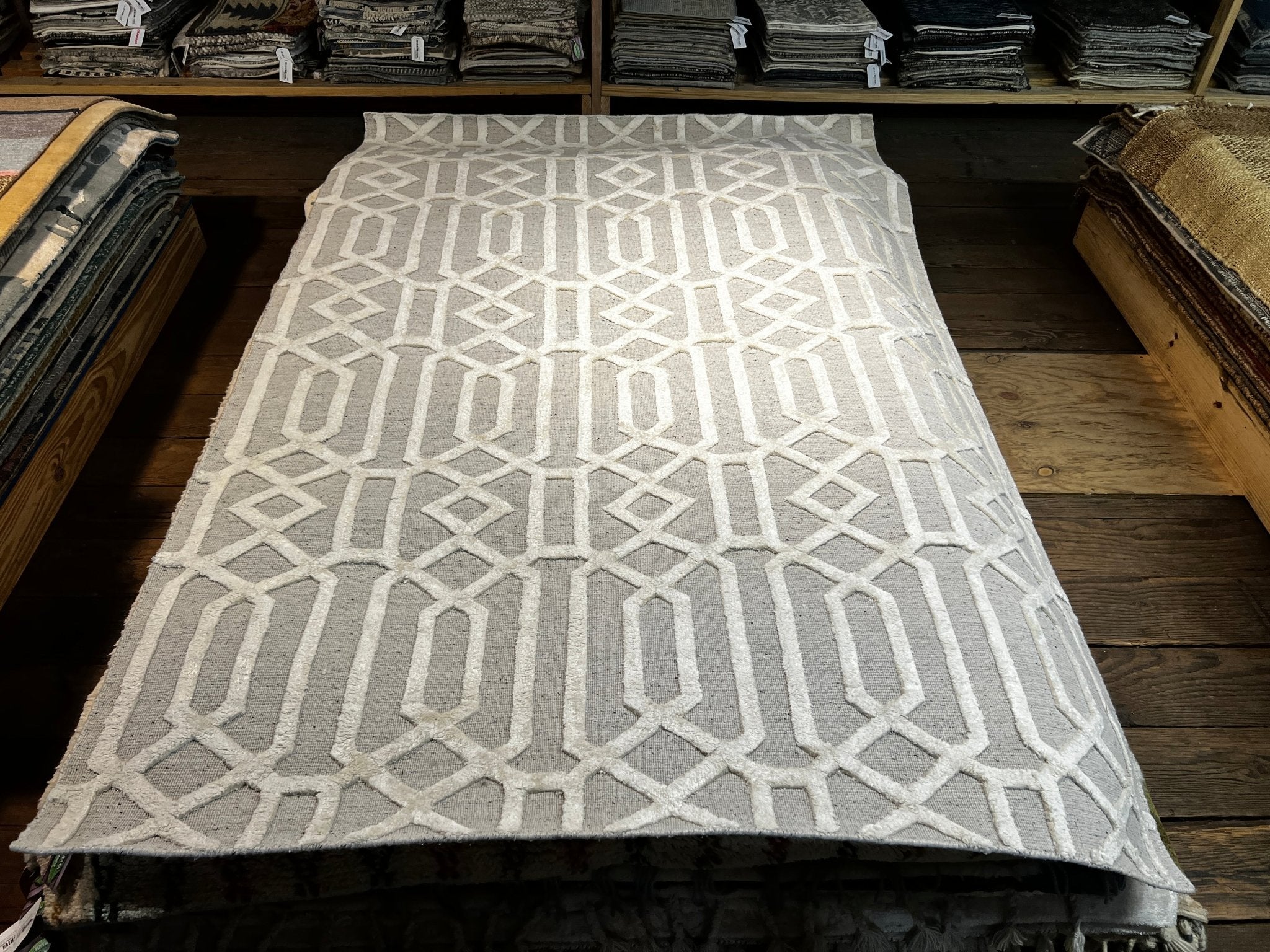 Jon Dough 5.3x8.3 Handwoven Grey & Silver Modern | Banana Manor Rug Factory Outlet