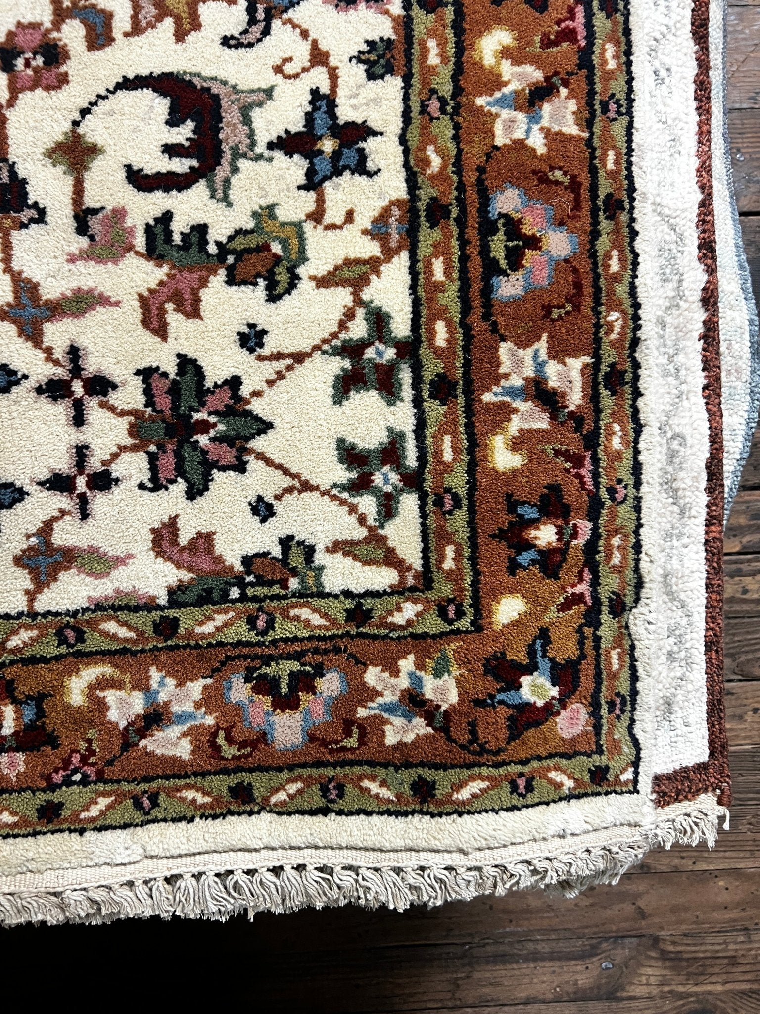 Josie McCarthy Ivory and Rust Hand-Knotted Oushak Runner 2.6x16.9 | Banana Manor Rug Company