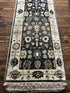 Judith Balis 2.6x24 Dark Grey and Ivory Hand-Knotted Oushak Runner | Banana Manor Rug Factory Outlet