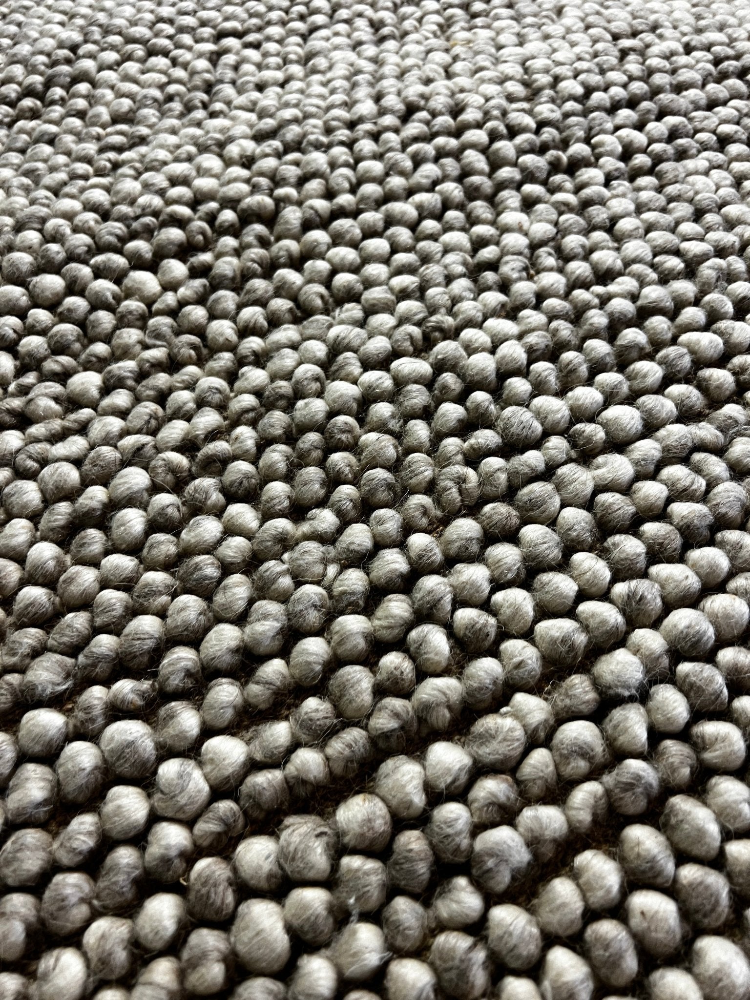 Judith Murray Handwoven Wool Durrie Natural Grey Loop ball 10x13.6 | Banana Manor Rug Company