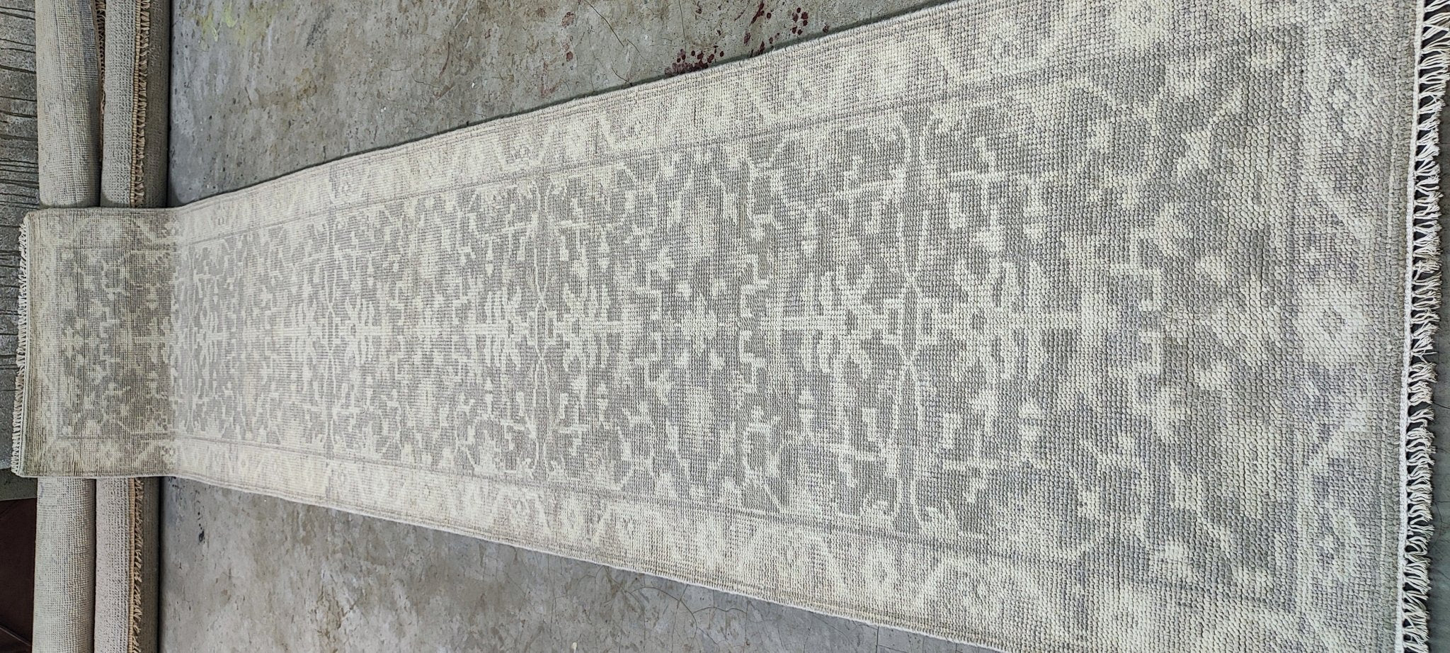 Julia Fischer 2.6x10 Hand Knotted Grey & Silver Turkish Oushak | Banana Manor Rug Factory Outlet