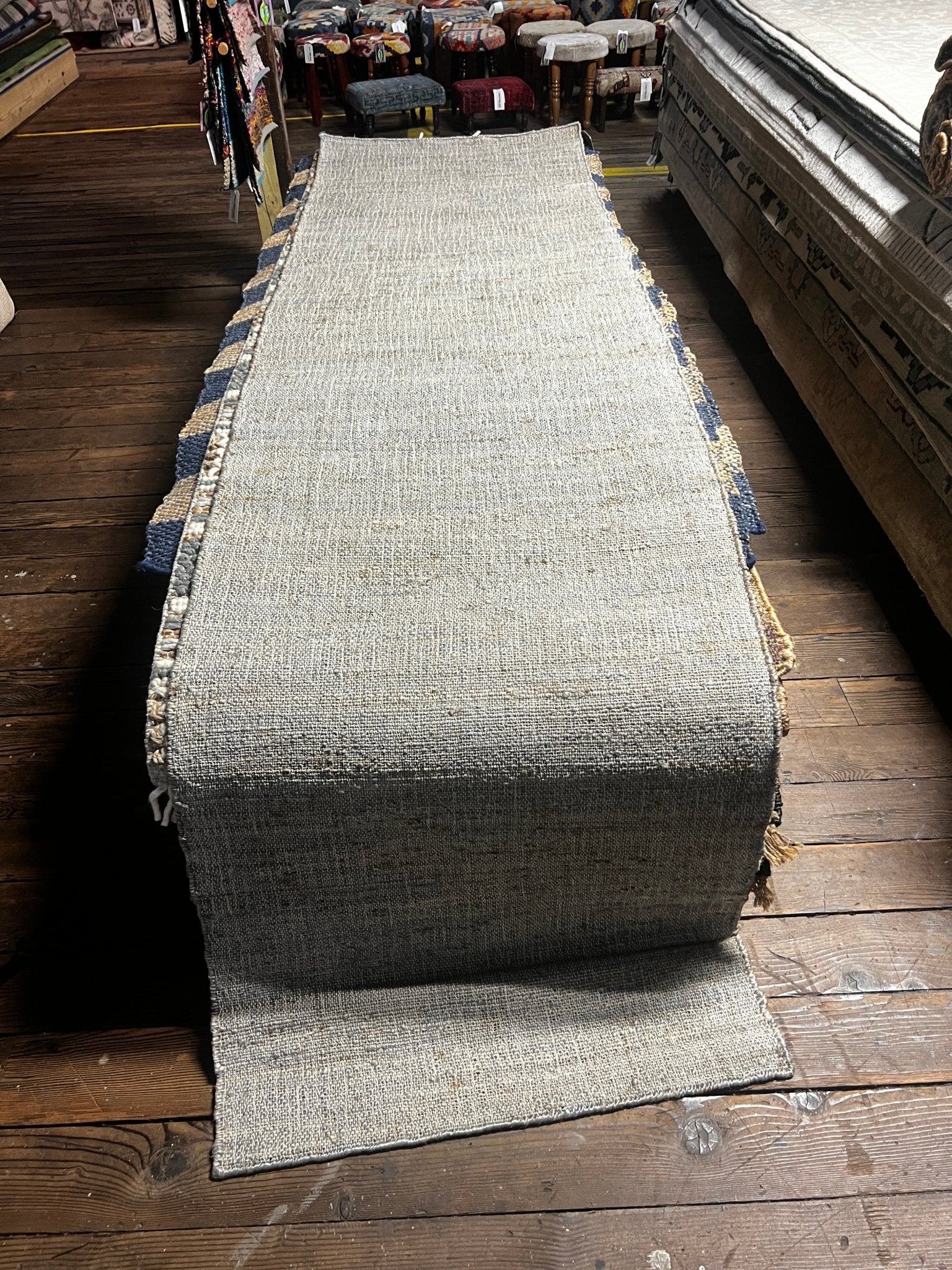 Julie Cooper 2.6x10 Thin Handwoven Grey Jute Runner | Banana Manor Rug Factory Outlet