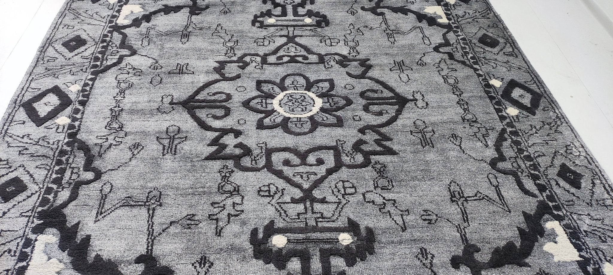 Julie Harris 8.9x11.9 Hand-Knotted Charcoal & Grey Oushak | Banana Manor Rug Factory Outlet