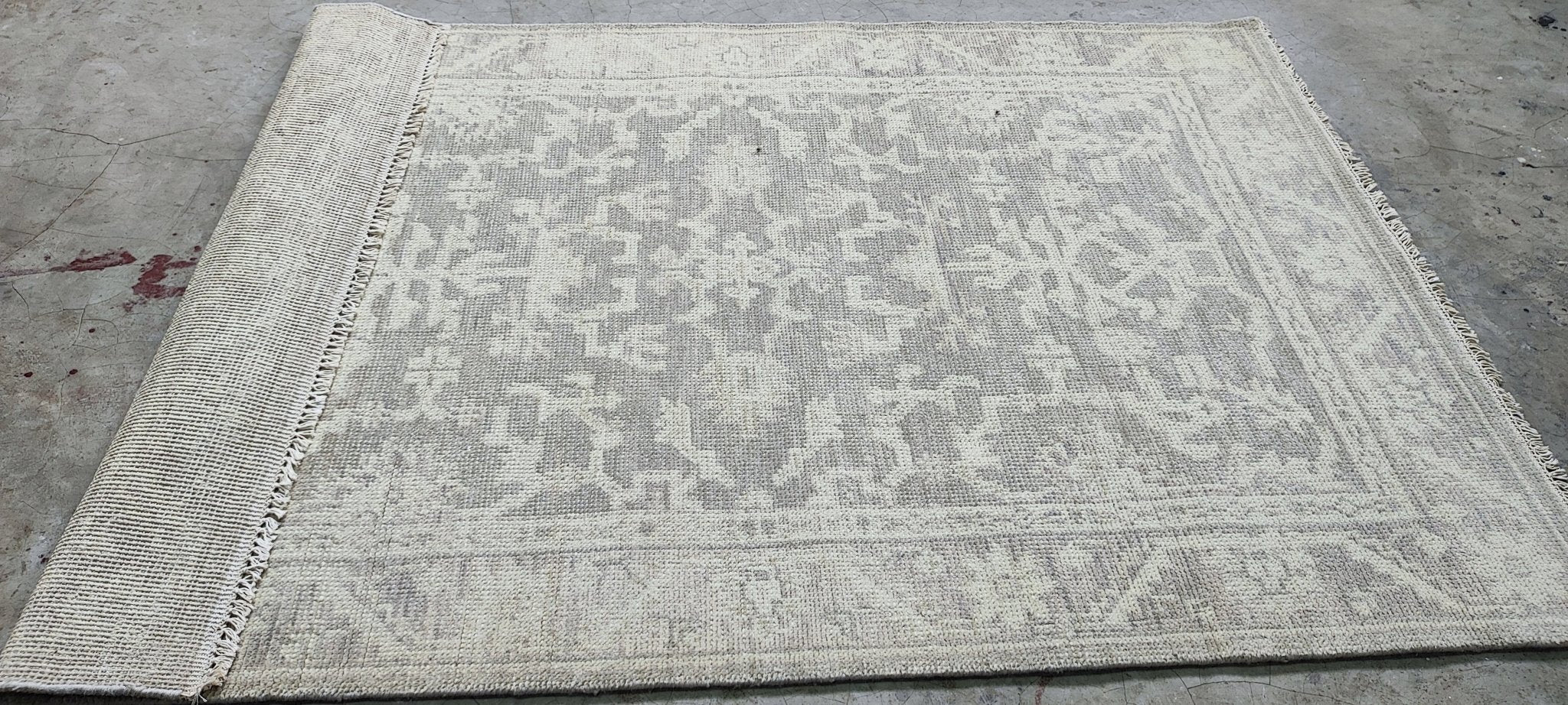 June Cochran 4x5.9 Hand Knotted Grey & Silver Turkish Oushak | Banana Manor Rug Factory Outlet