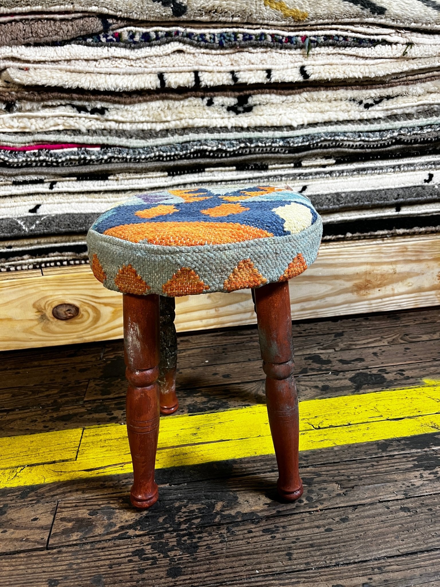 Justin Jeffre Wooden Upholstered Stool 12x12x16 (Assorted Styles) | Banana Manor Rug Company