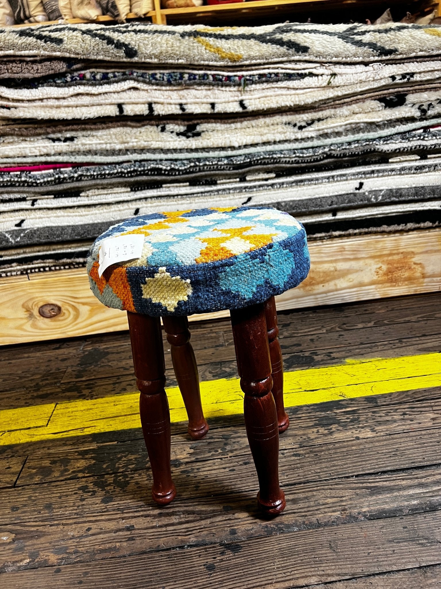 Justin Jeffre Wooden Upholstered Stool 12x12x16 (Assorted Styles) | Banana Manor Rug Company