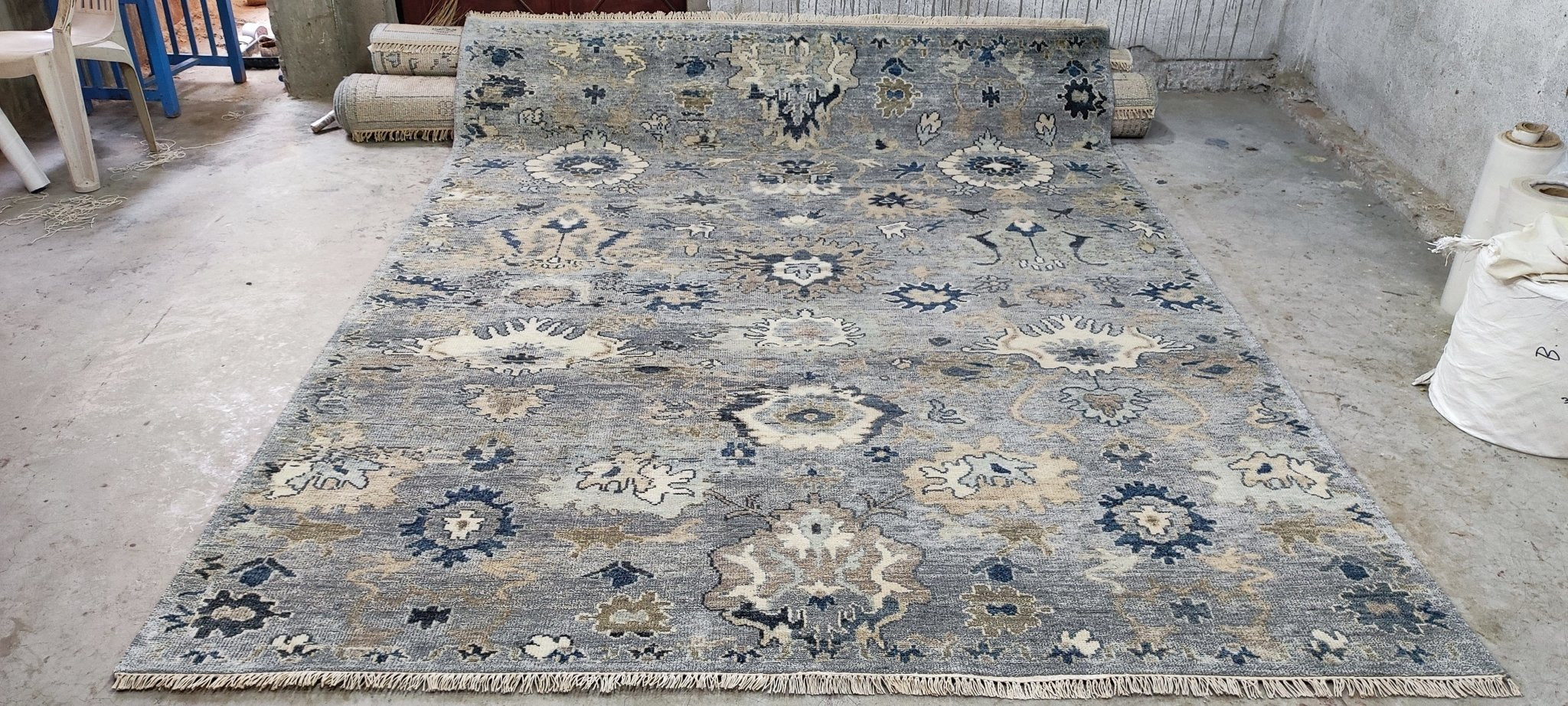 Kahi Lee Tan and Grey Hand-Knotted Oushak Rug 8x10 | Banana Manor Rug Company