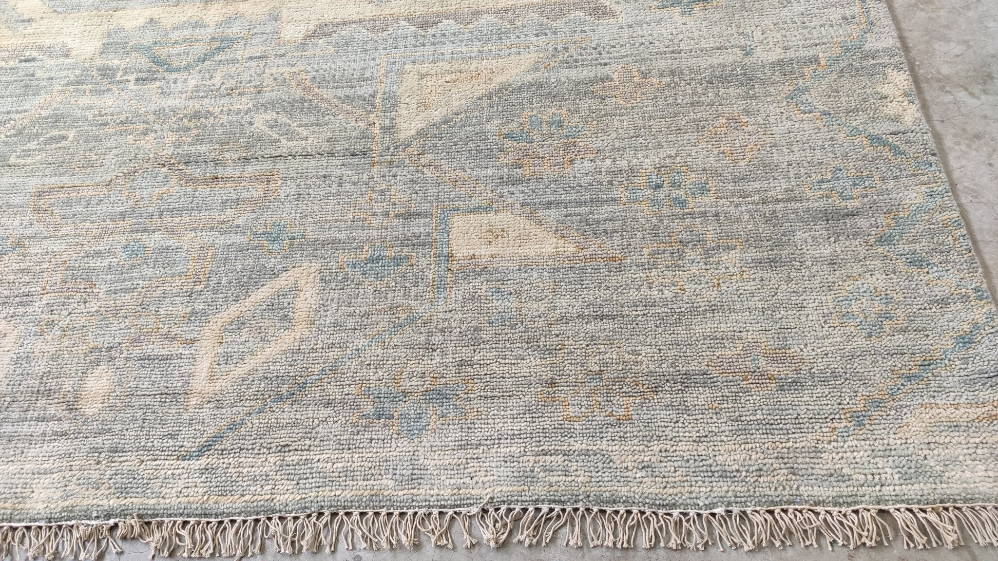 Kaleah 7.9x10 Grey and Beige Hand-Knotted Oushak Rug | Banana Manor Rug Company