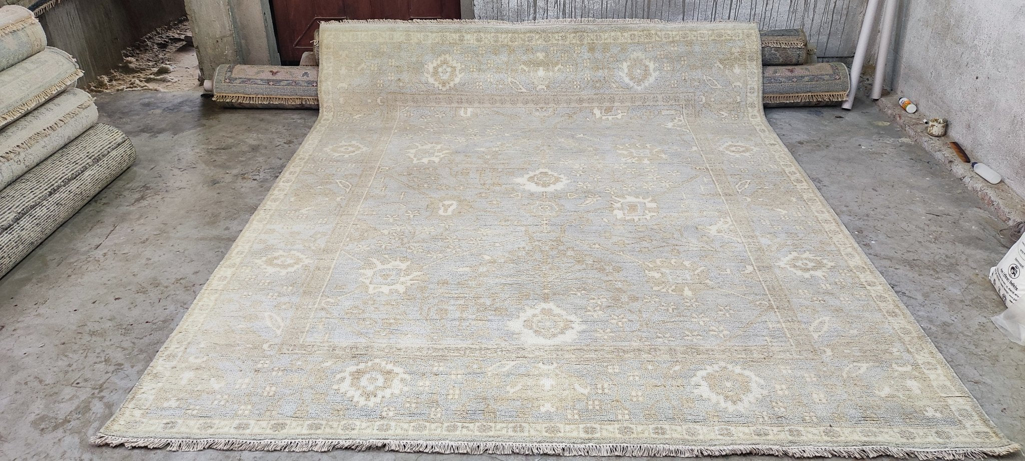 Kandyse McClure Hand-Knotted Oushak Rug Light Grey and Ivory O'Hara 8x9.9 | Banana Manor Rug Company