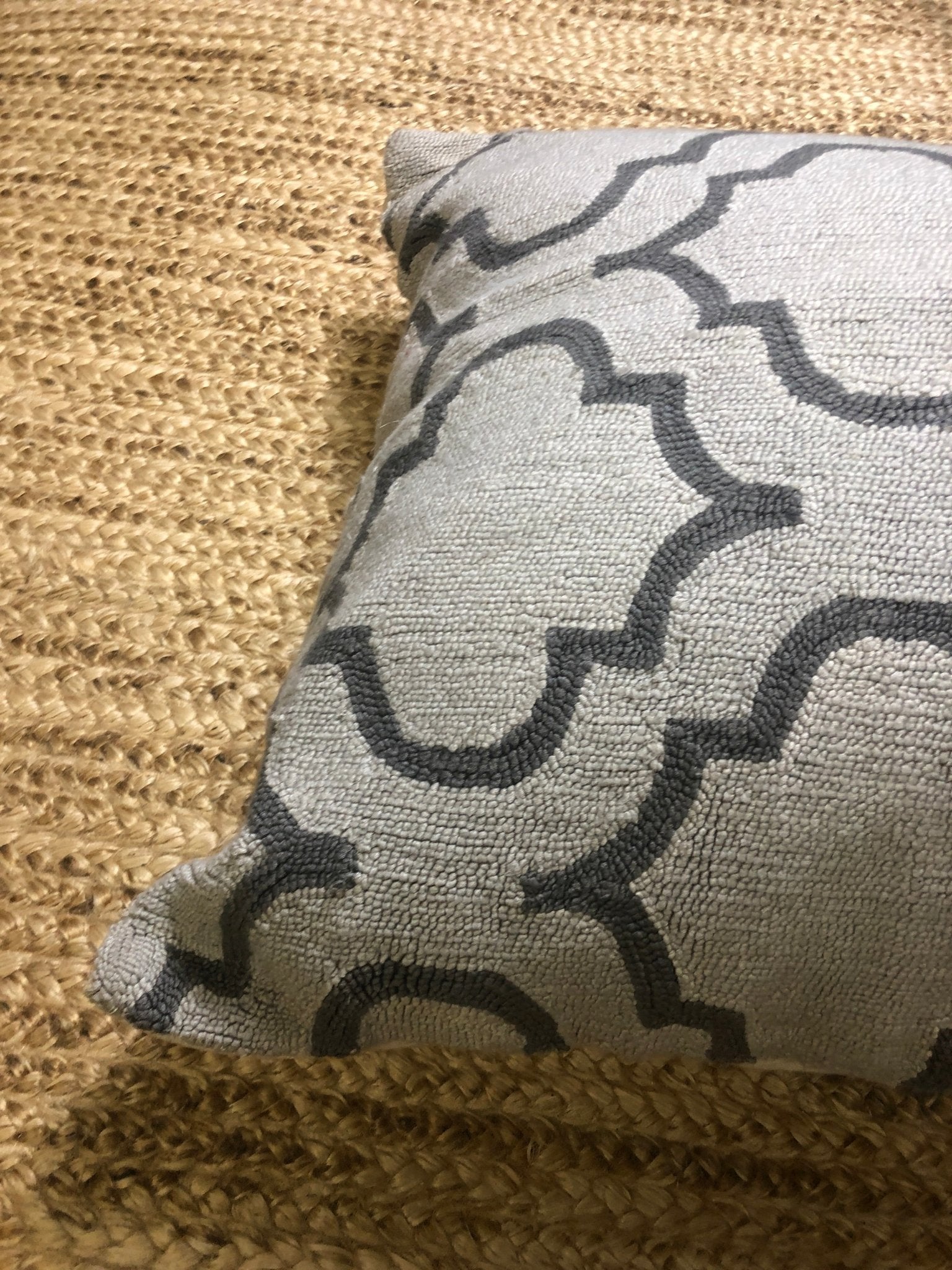 Kara Leigh Grey and Ivory Handwoven Pillow | Banana Manor Rug Company
