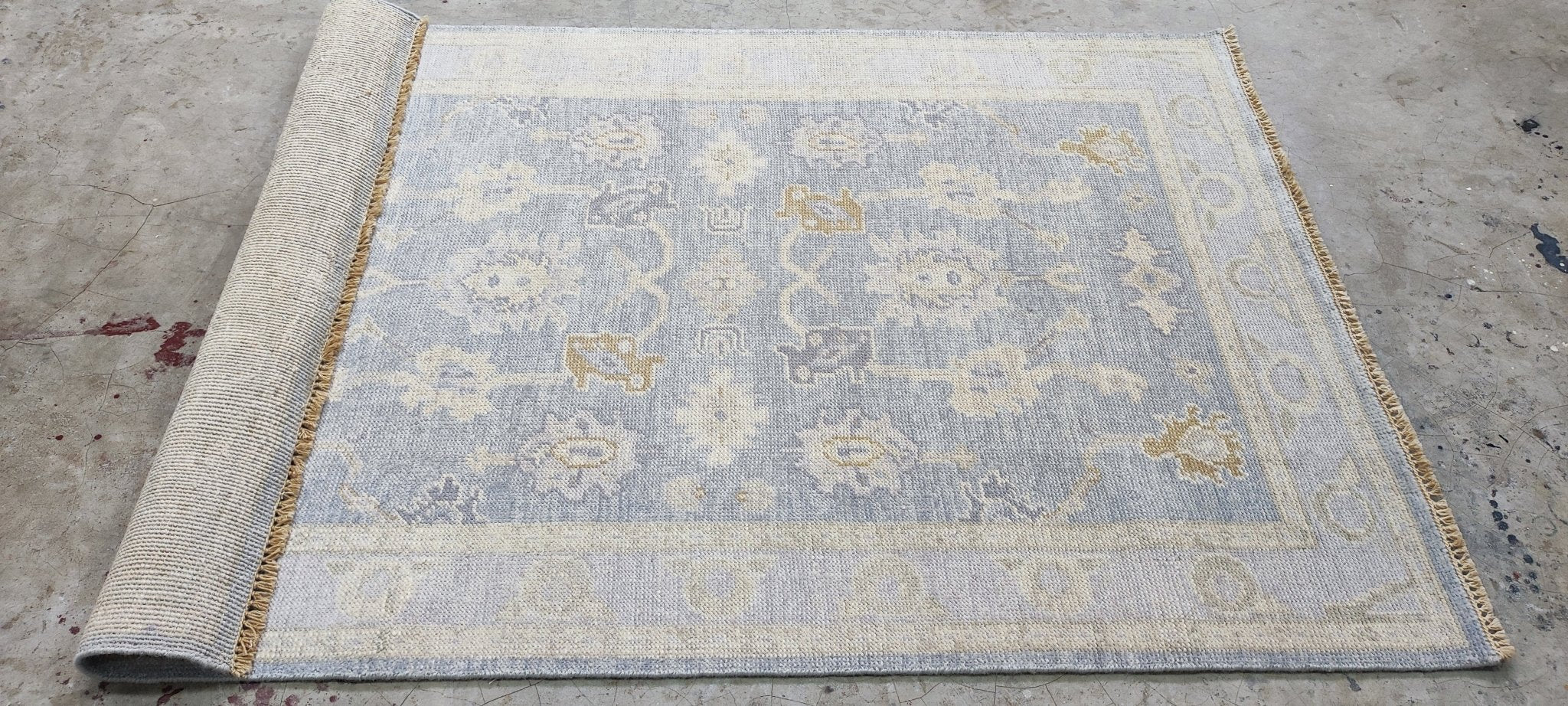 Kara Monaco 4.3x6 Hand-Knotted Grey & Silver Turkish Oushak | Banana Manor Rug Factory Outlet