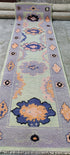 Karen Briggs 2.6x10 Hand Knotted Light Green & Purple Oushak | Banana Manor Rug Factory Outlet