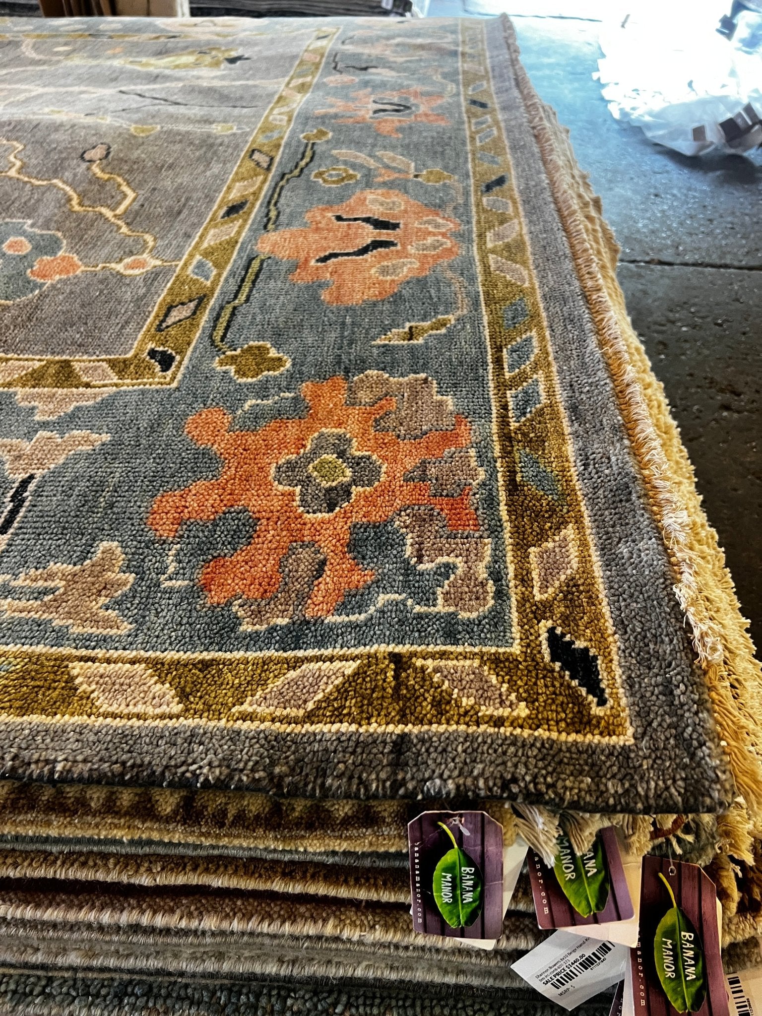 Karin 8x10 Hand-Knotted Grey & Blue Oushak | Banana Manor Rug Factory Outlet