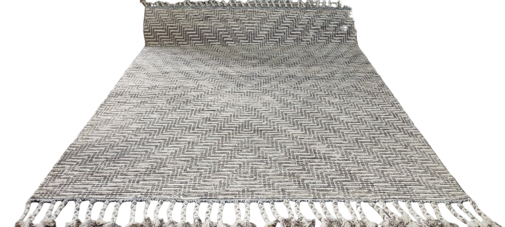 Karl Urban Hand-Knotted Grey and Ivory Modern 8.0X10.0 | Banana Manor Rug Company