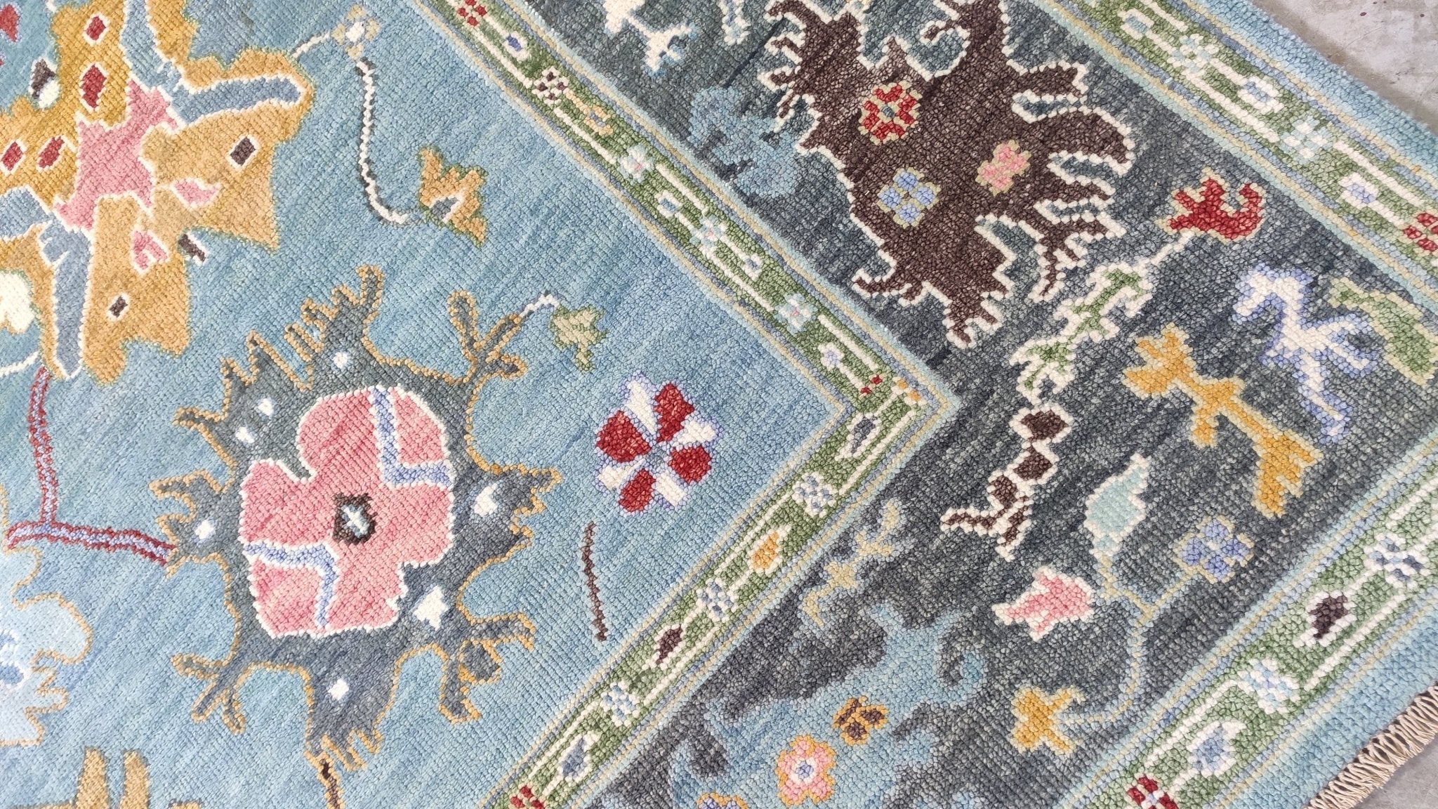 Katheryn Alice 8.3x10 Light Blue and Grey Hand-Knotted Oushak Rug | Banana Manor Rug Company