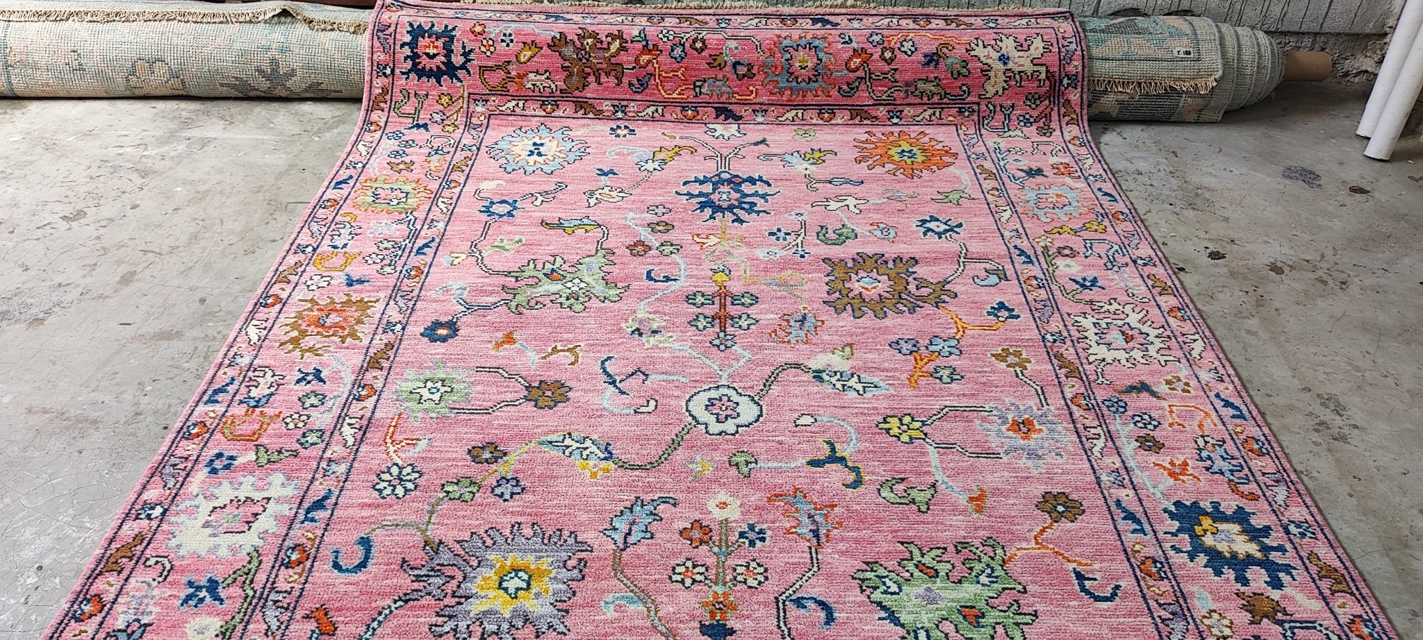 Kathrine Sørland 6.3x9.6 Pink Hand-Knotted Oushak Rug | Banana Manor Rug Company