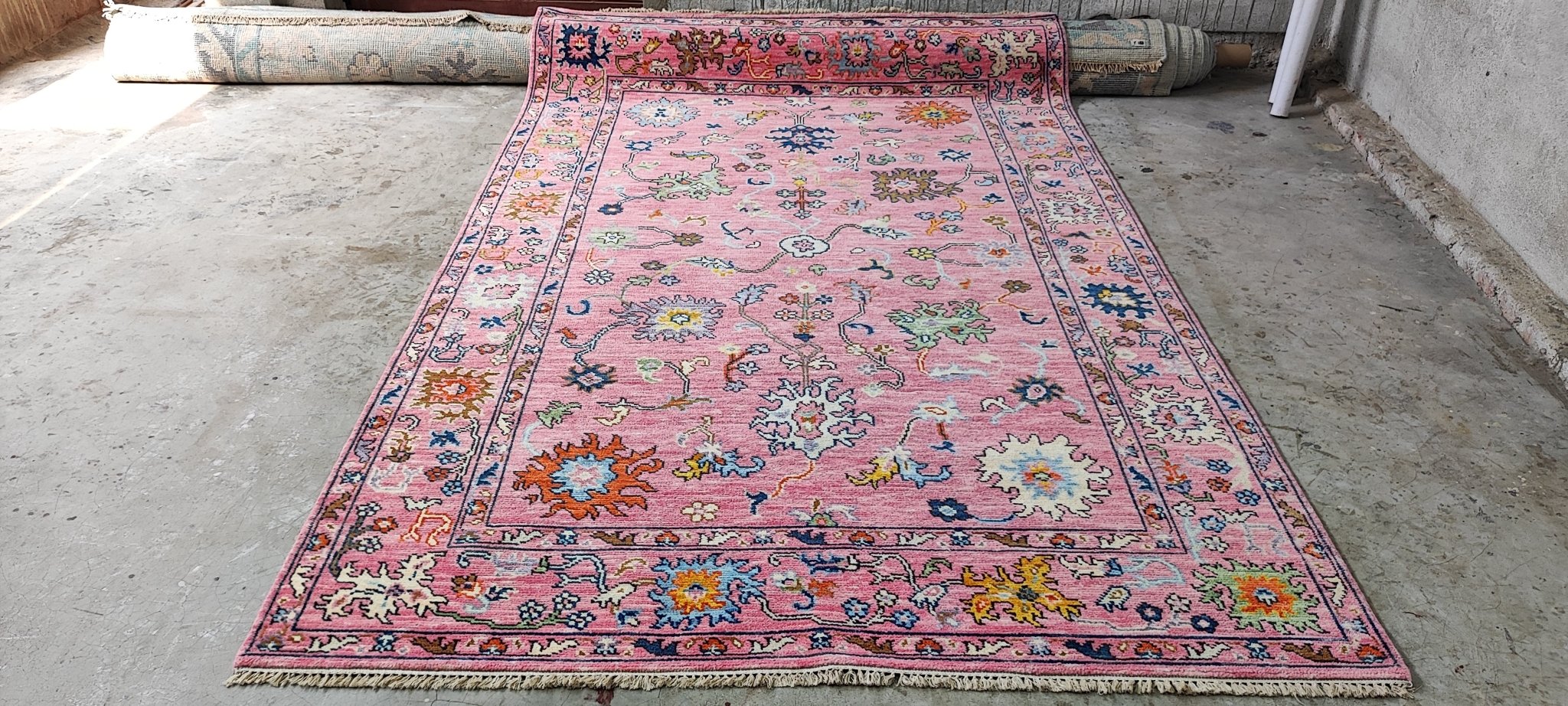 Kathrine Sørland 6.3x9.6 Pink Hand-Knotted Oushak Rug | Banana Manor Rug Company