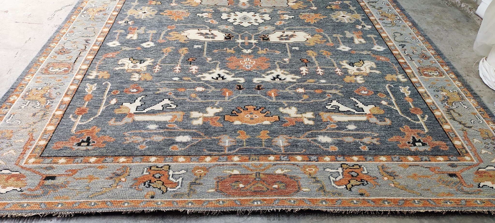 Katie Maine Grey and Light Grey Hand-Knotted Oushak Rug 10x14 | Banana Manor Rug Company