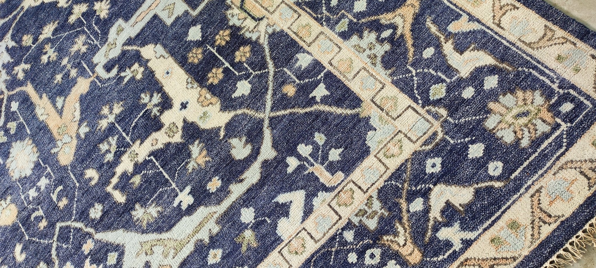 Katie Ridder 8.9x11.9 Blue Hand-Knotted Oushak Rug | Banana Manor Rug Company