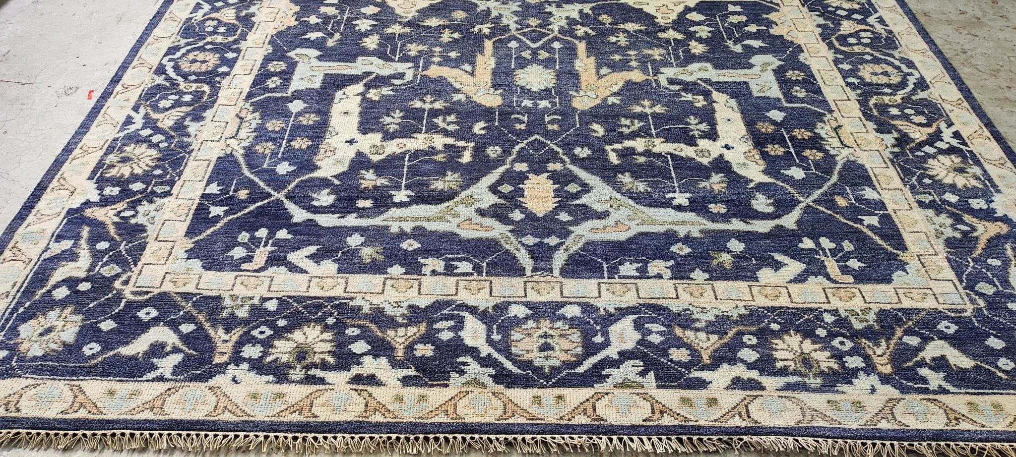 Katie Ridder 8.9x11.9 Blue Hand-Knotted Oushak Rug | Banana Manor Rug Company