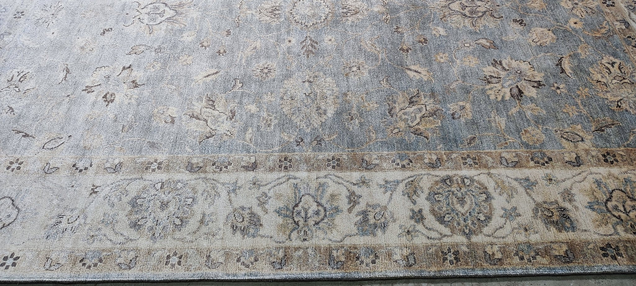 Kavka 6.6x9.6 Hand Knotted Aqua & Silver Oushak | Banana Manor Rug Factory Outlet