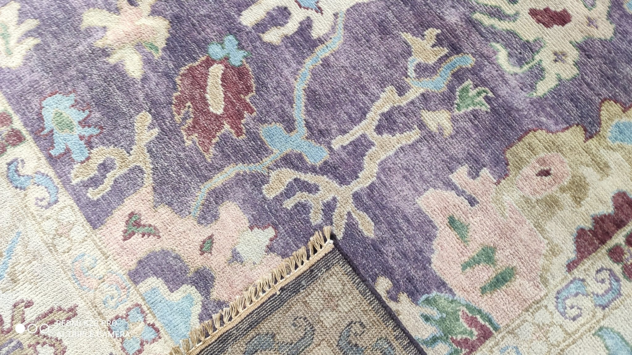 Kayla Marie 8.3x9.9 Violet and Beige Hand-Knotted Oushak Rug | Banana Manor Rug Company