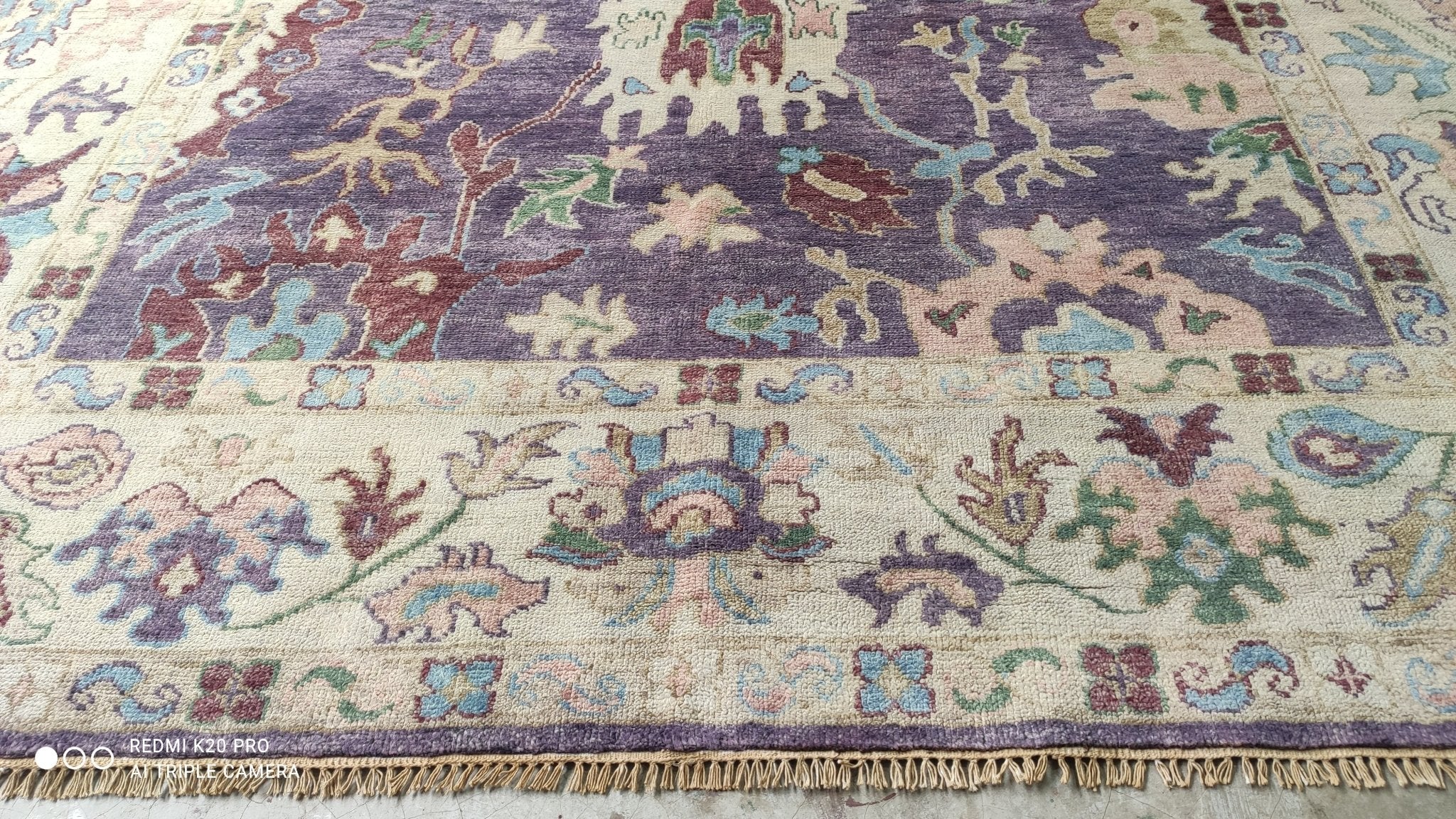 Kayla Marie 8.3x9.9 Violet and Beige Hand-Knotted Oushak Rug | Banana Manor Rug Company