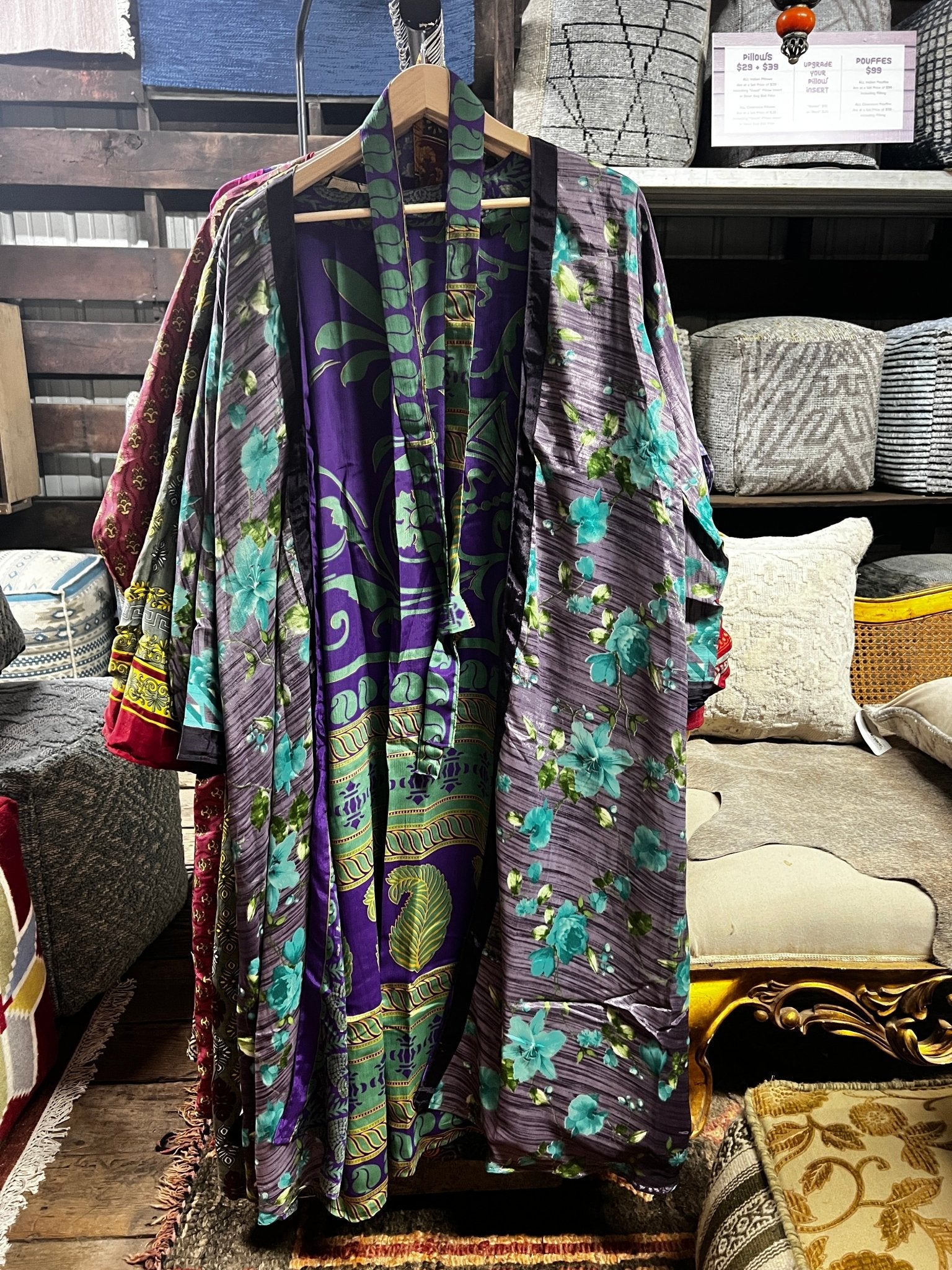 Kee Nang Assorted Long Reversible Recycled Silk Kimonos | Banana Manor Rug Company