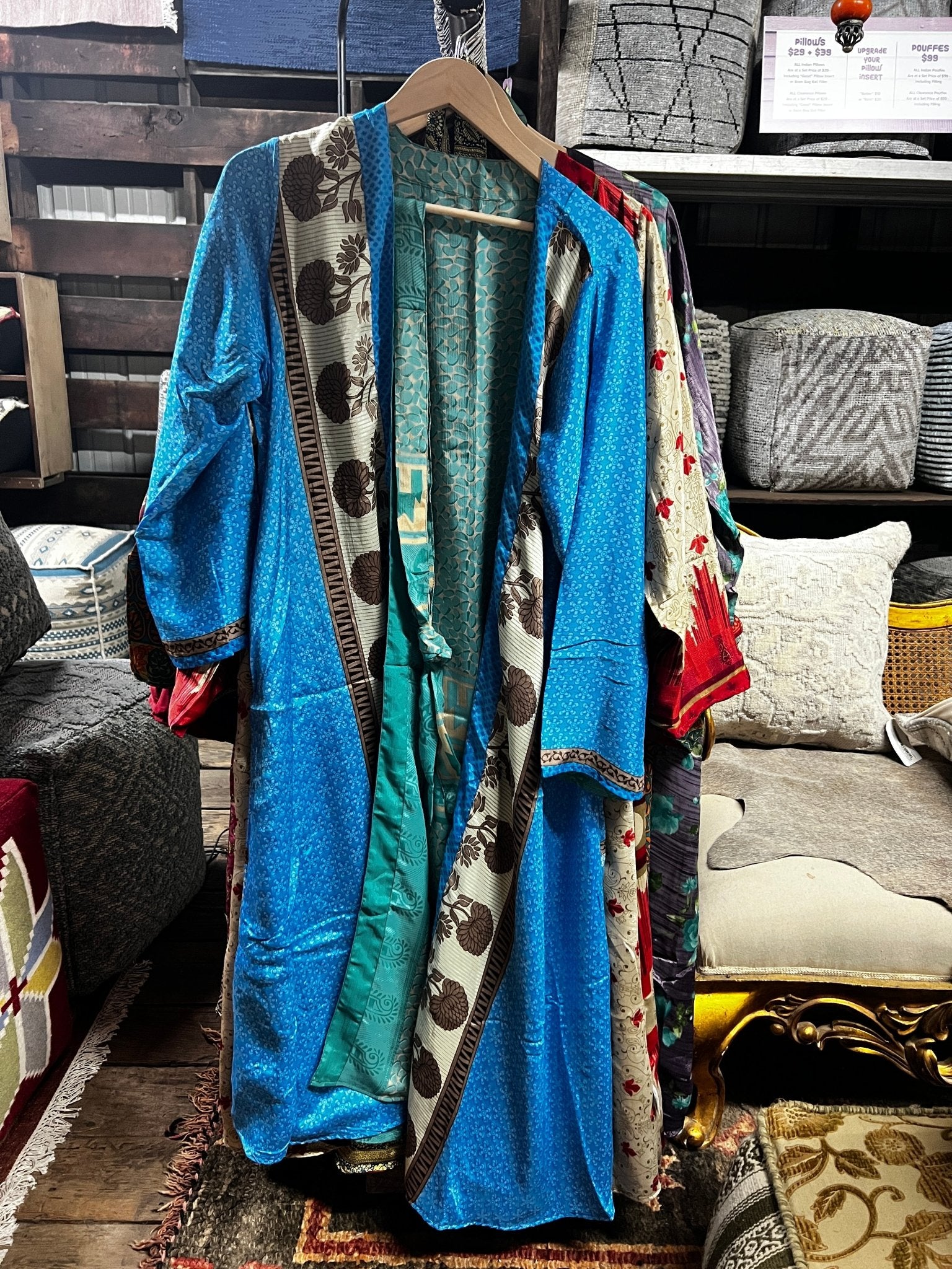 Kee Nang Assorted Long Reversible Recycled Silk Kimonos | Banana Manor Rug Company