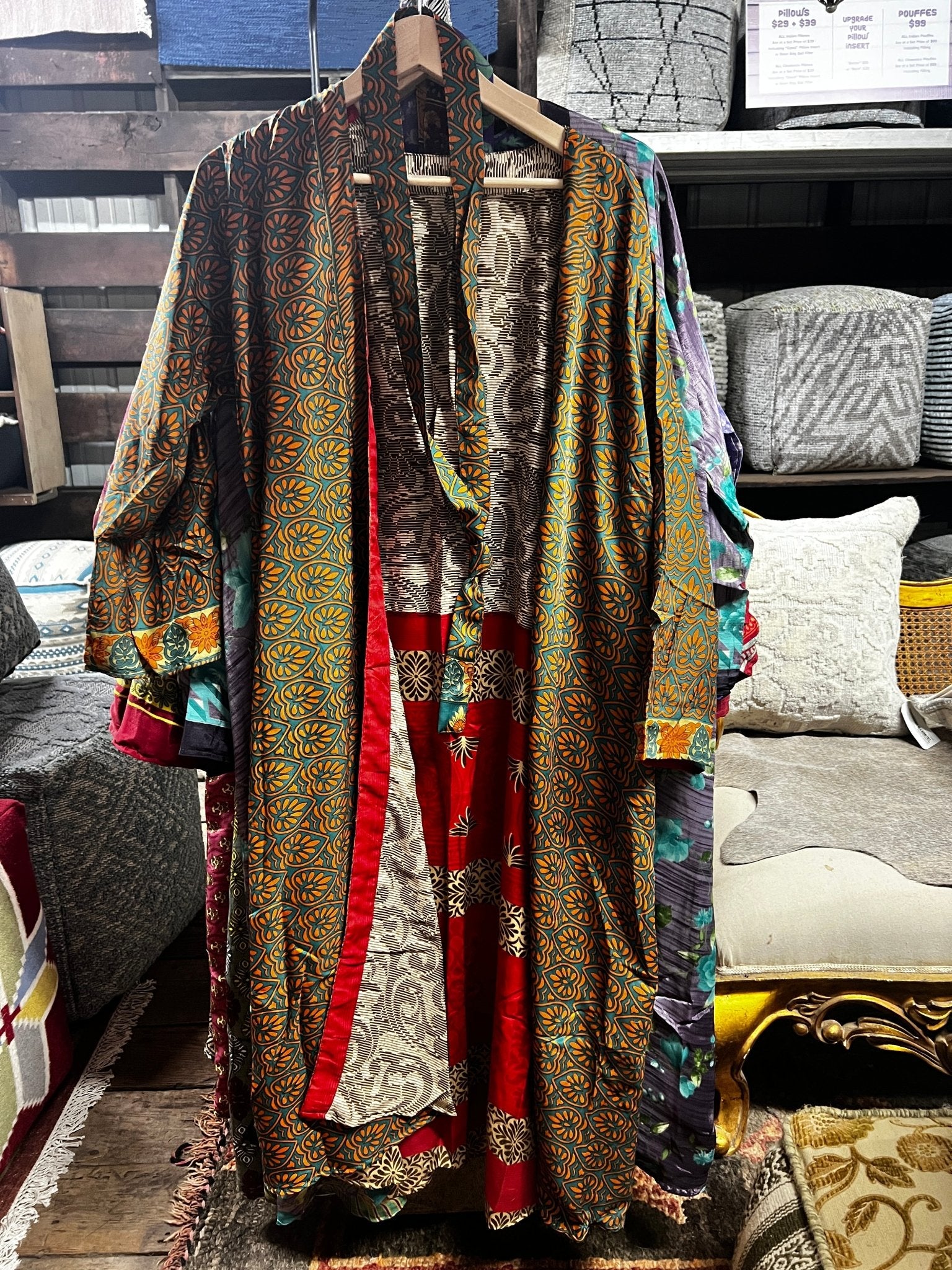 Kee Nang Assorted Long Reversible Recycled Silk Kimonos | Banana Manor Rug Company