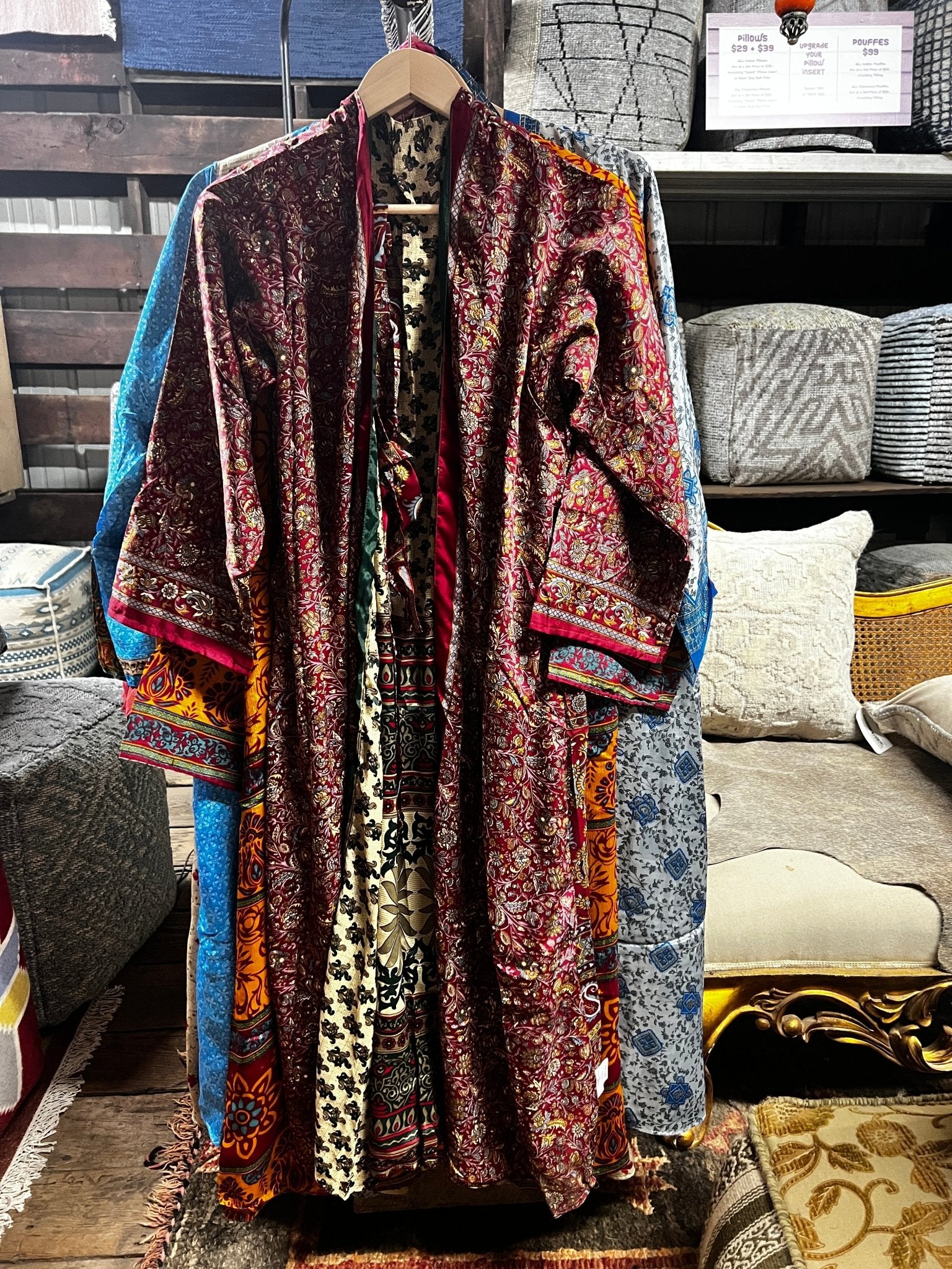 Kee Nang Assorted Long Reversible Recycled Silk Kimonos | Banana Manor Rug Company