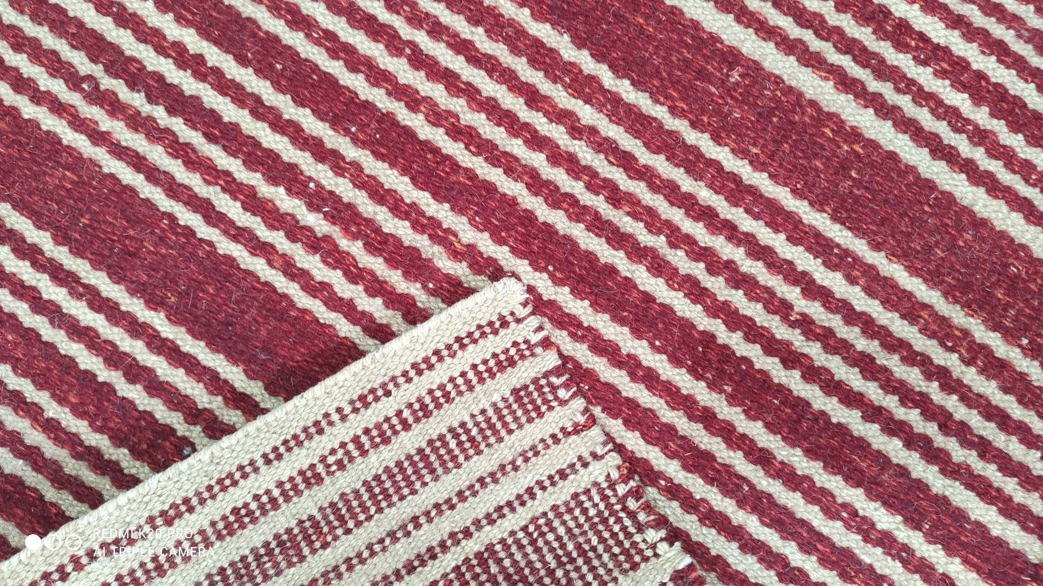 Keith the Handyman 3x5 Red Handwoven Durrie Rug | Banana Manor Rug Company