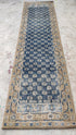 Kelsey 2.6x9.9 Hand-Knotted Blue and Brown Oushak Runner | Banana Manor Rug Company